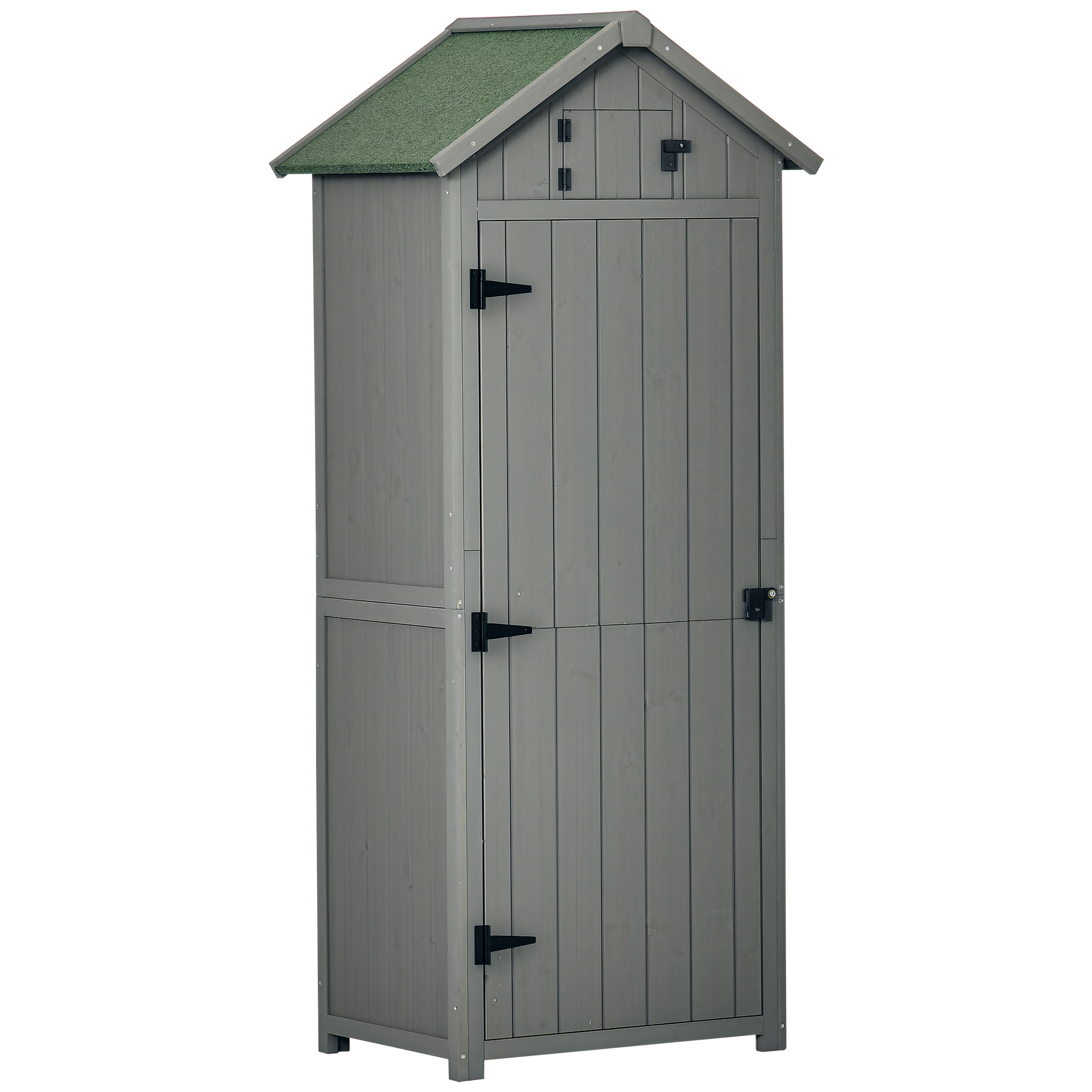 Gartenschrank, 3 Regale Und 2 Türen, 77 X 54,2 X 179 Cm, Grau