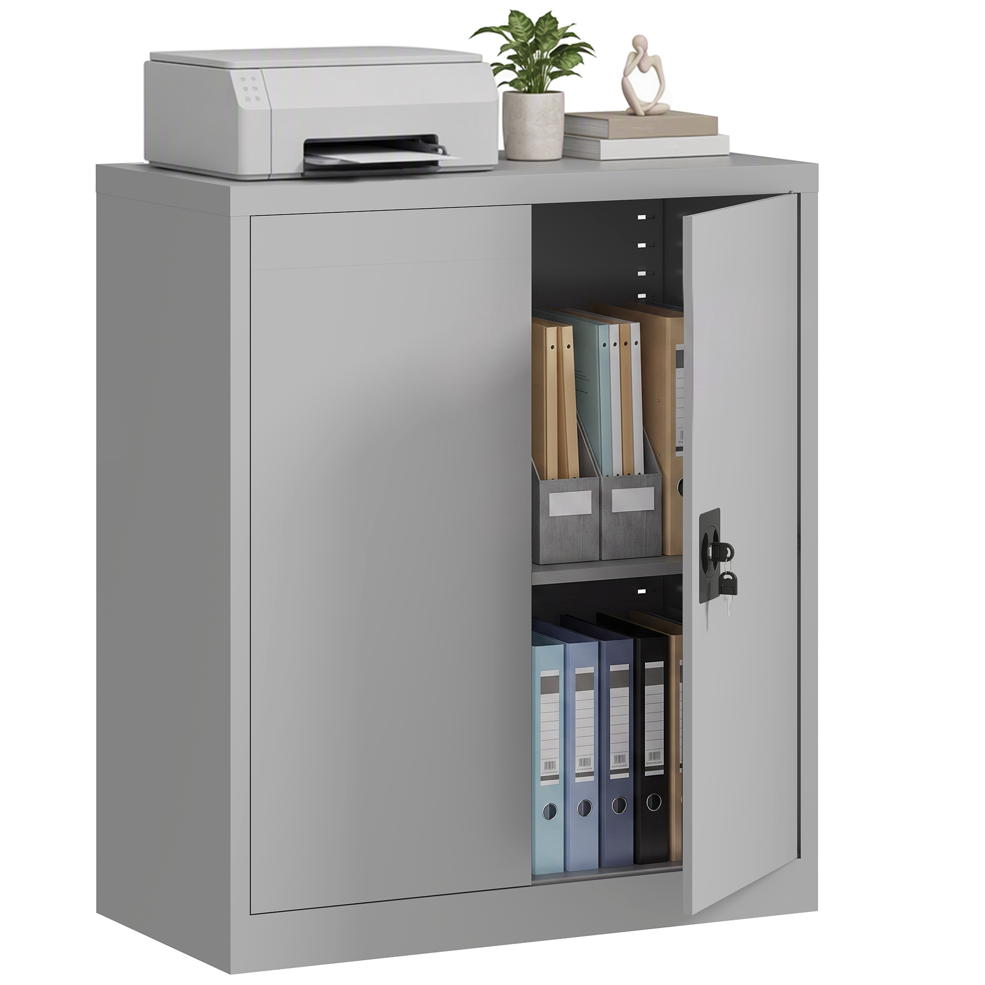 Büroschrank Aus Metall, 80 X 40 X 92,5 Cm, Grau