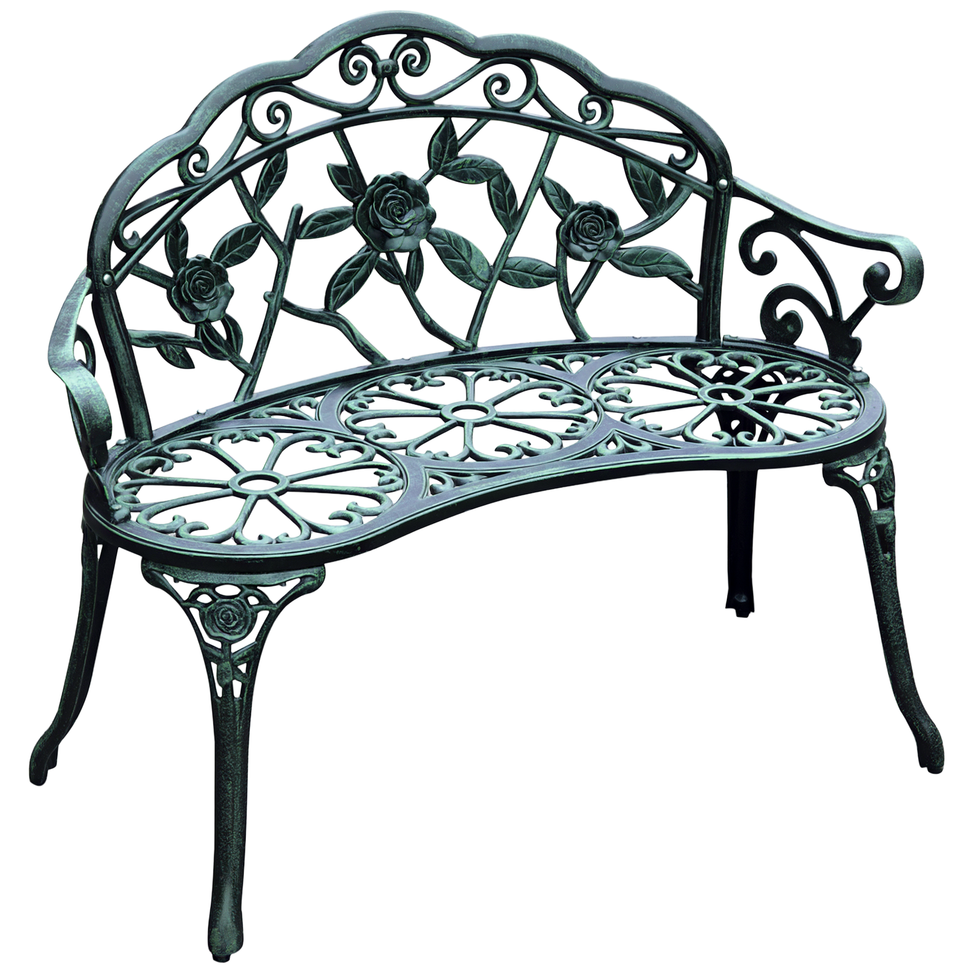 Gartenbank, 2 Komfortable Sitzplätze, 100 X 54 X 78 Cm, Antikgrün