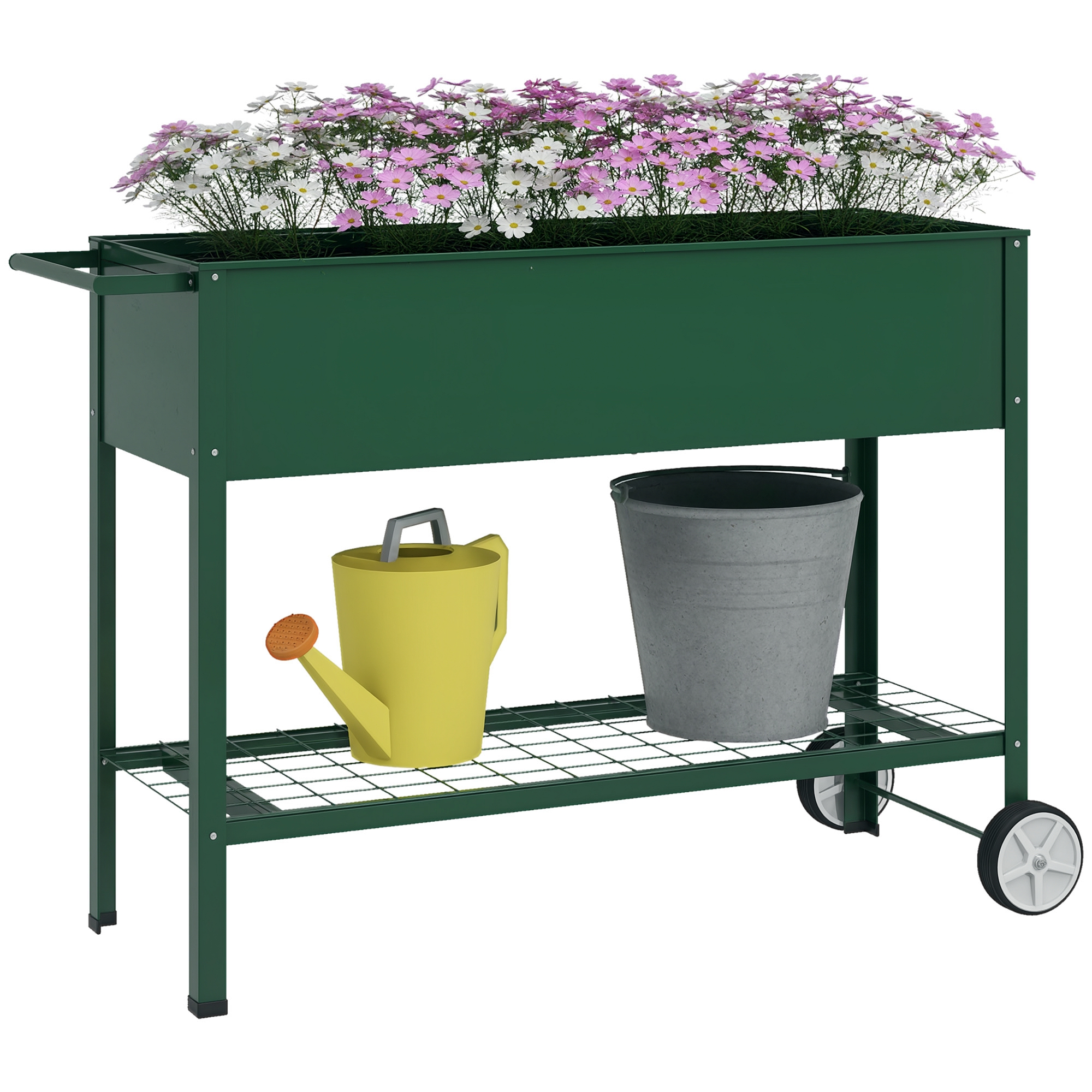 Gartenbeet Auf Füßen Mit Regal, 109 X 44 X 80 Cm, Grün