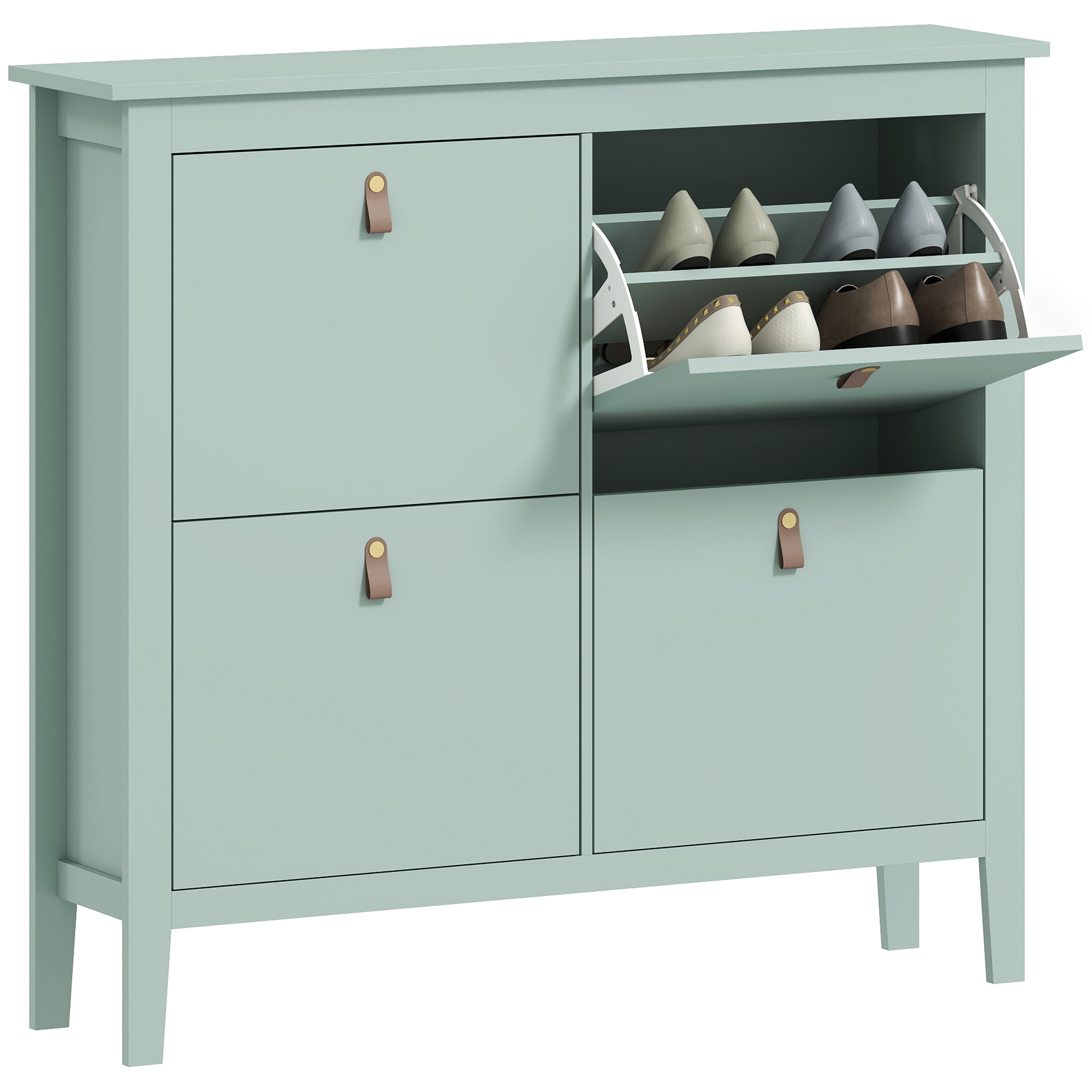 Schuhschrank, Mit Stauraum, 105 X 24 X 95,5 Cm, Grün