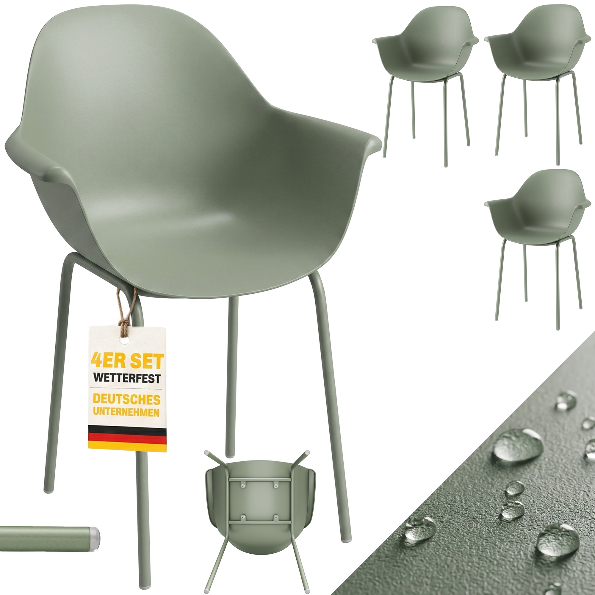 Gartenmöbelset, Mit Armlehnen, Wetterfest, 59 X 55 X 84 Cm, Grün