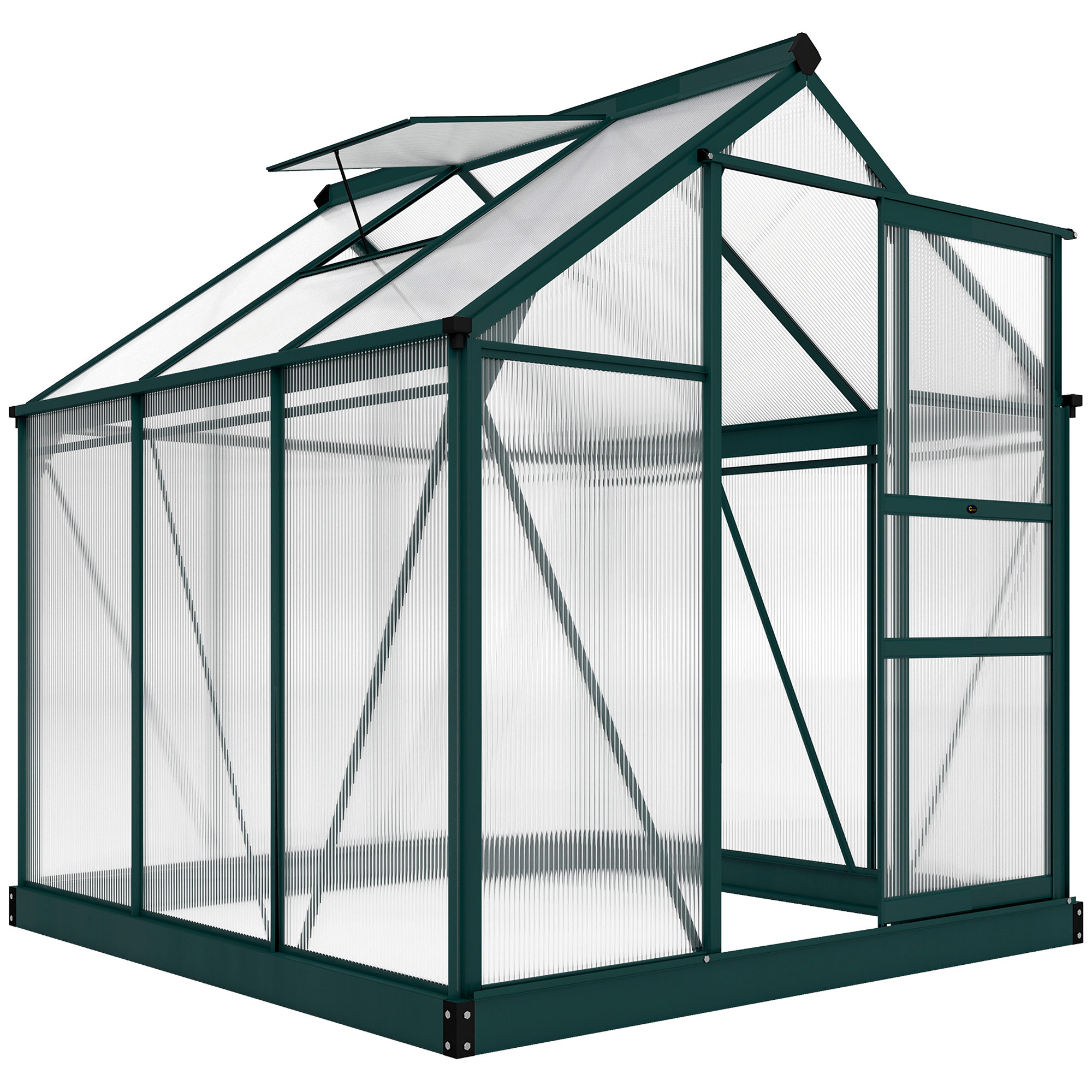 Garten-gewächshaus Aus Polycarbonat, Uv-beständig, 190 X 192 X 201 Cm, Grün