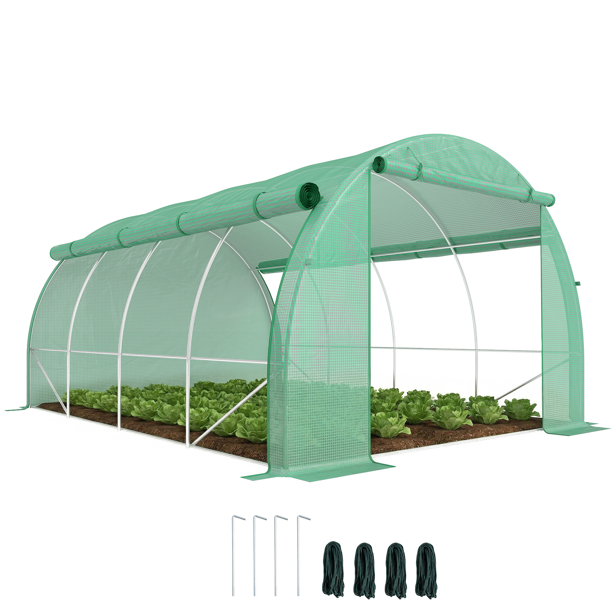Gewächshaus, Für Den Garten, 397 X 300 X 200 Cm, Grün