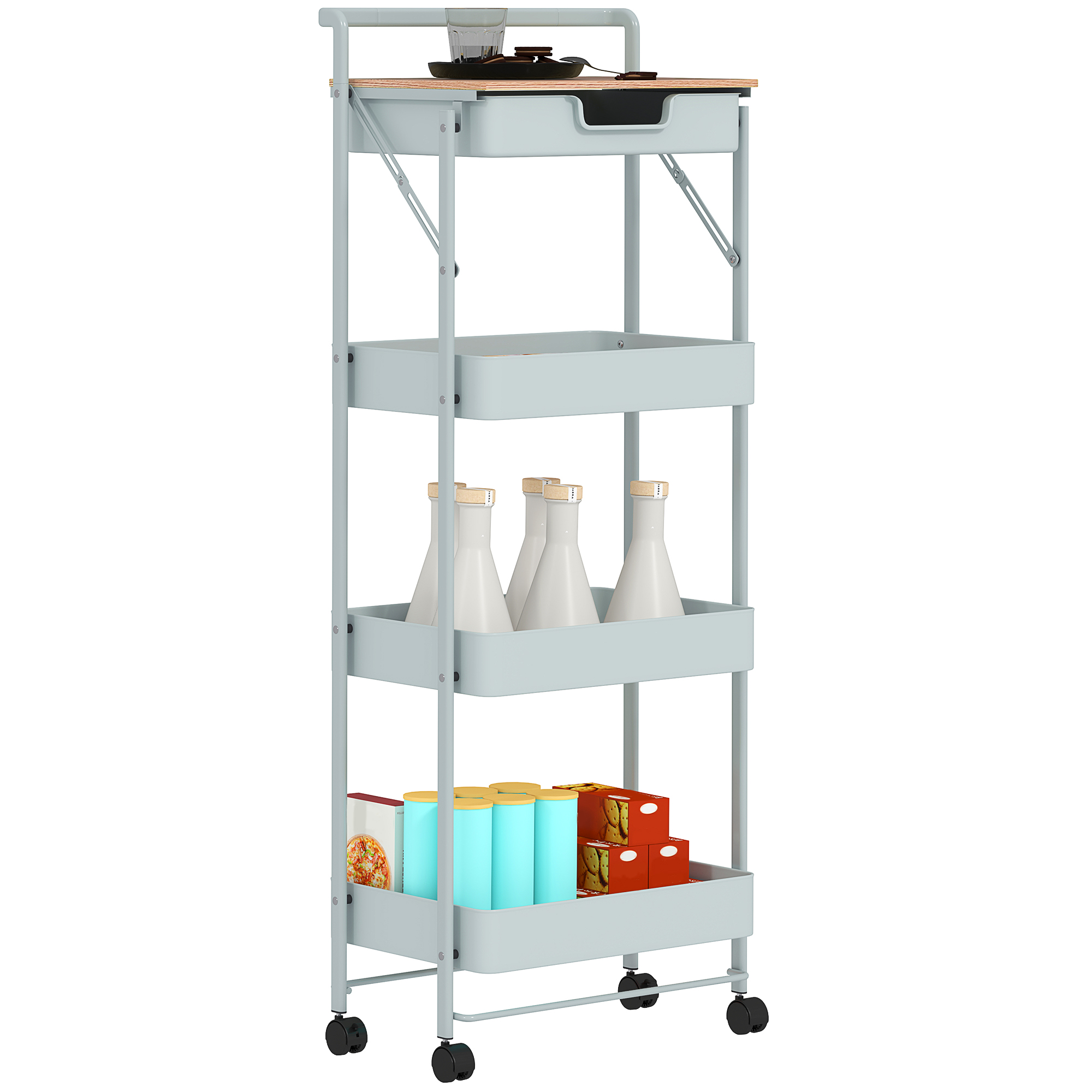 Aufbewahrungswagen, Mit Rollen, 45 X 29,5 X 117,5, Grün
