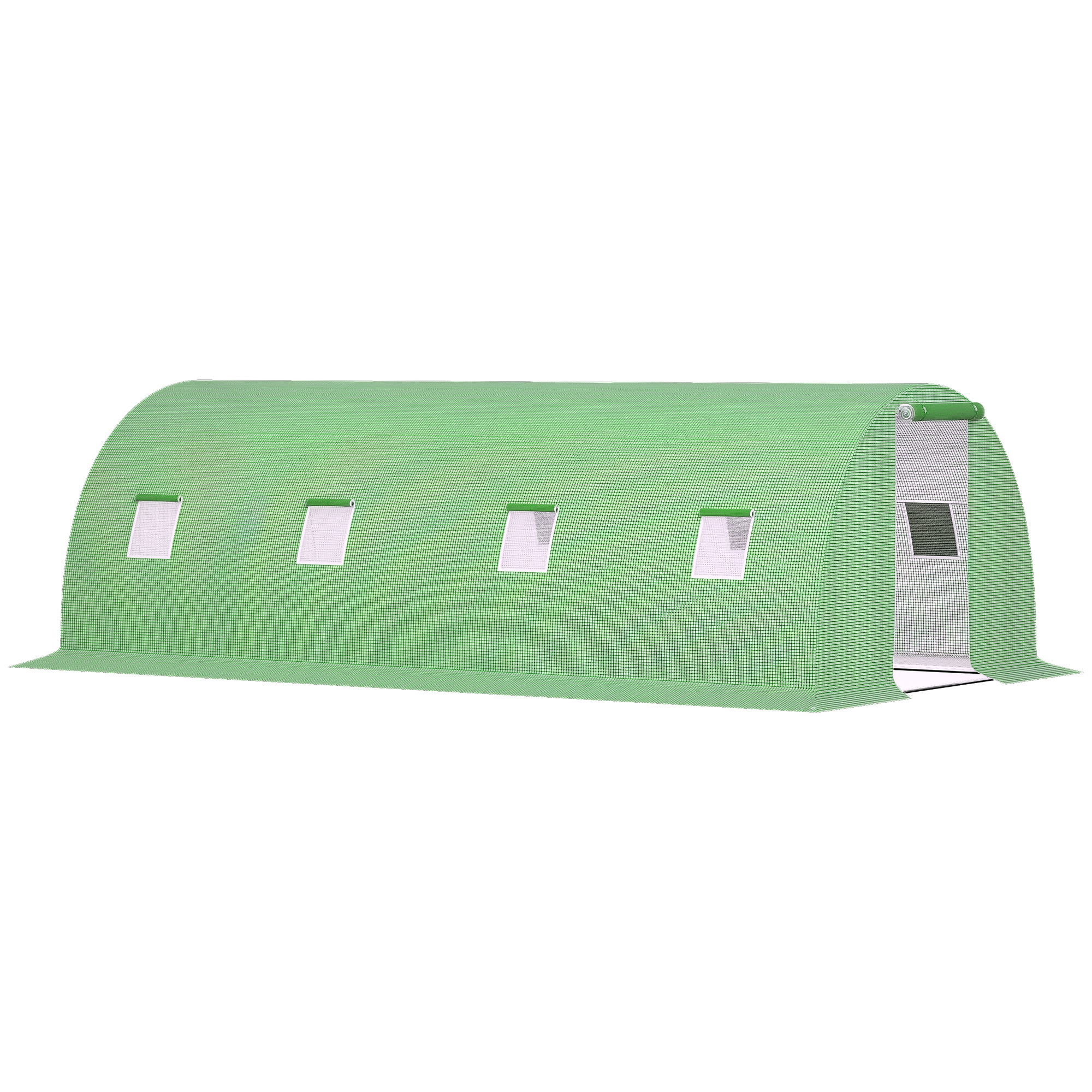 Garten-tunnelgewächshaus 18 M², Mit Tür Und 8 Fenstern, 600 X 300 X 200 Cm, Grün