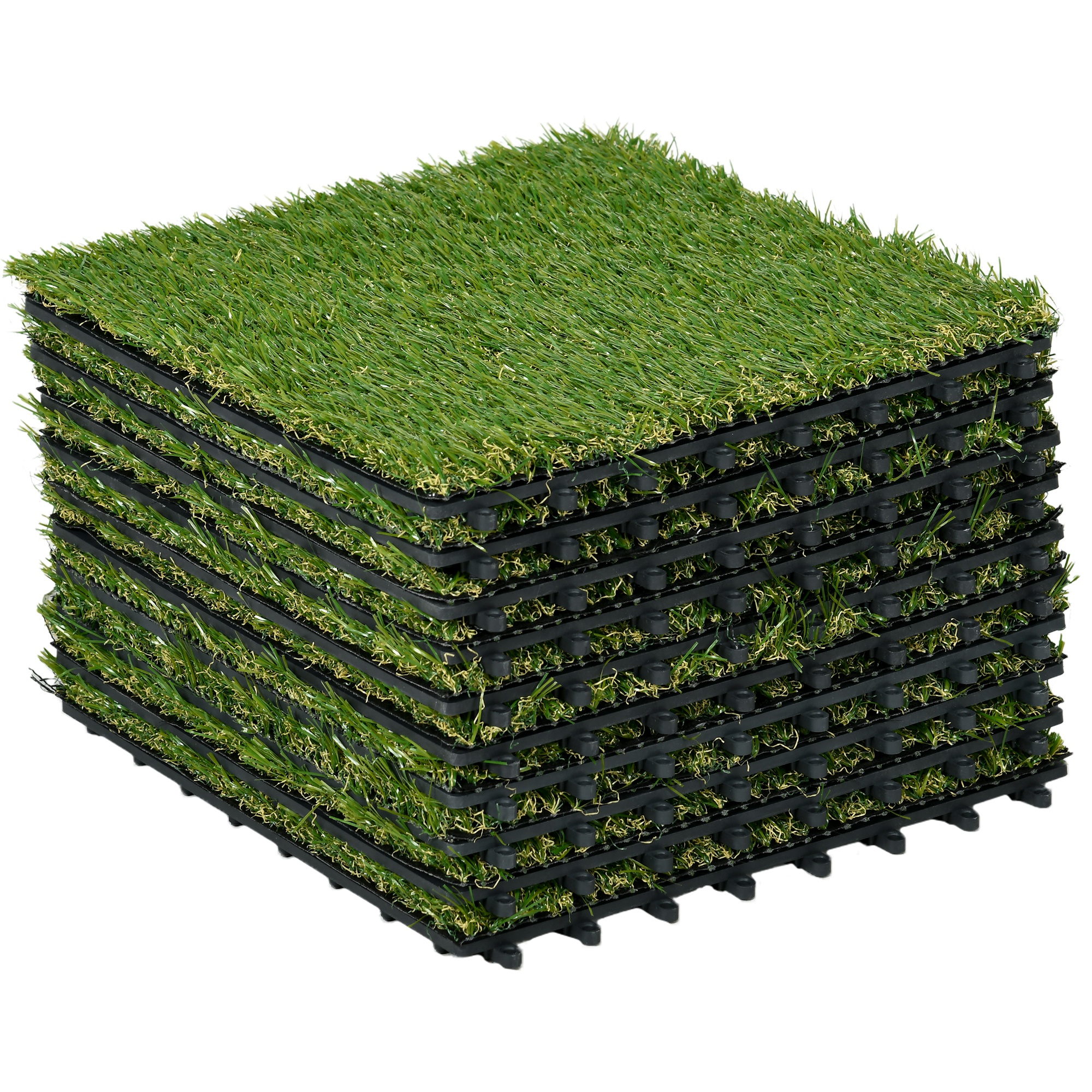 Kunstrasen, Set Aus 10 Platten, 30 X 30 X 3,5 Cm, Grün