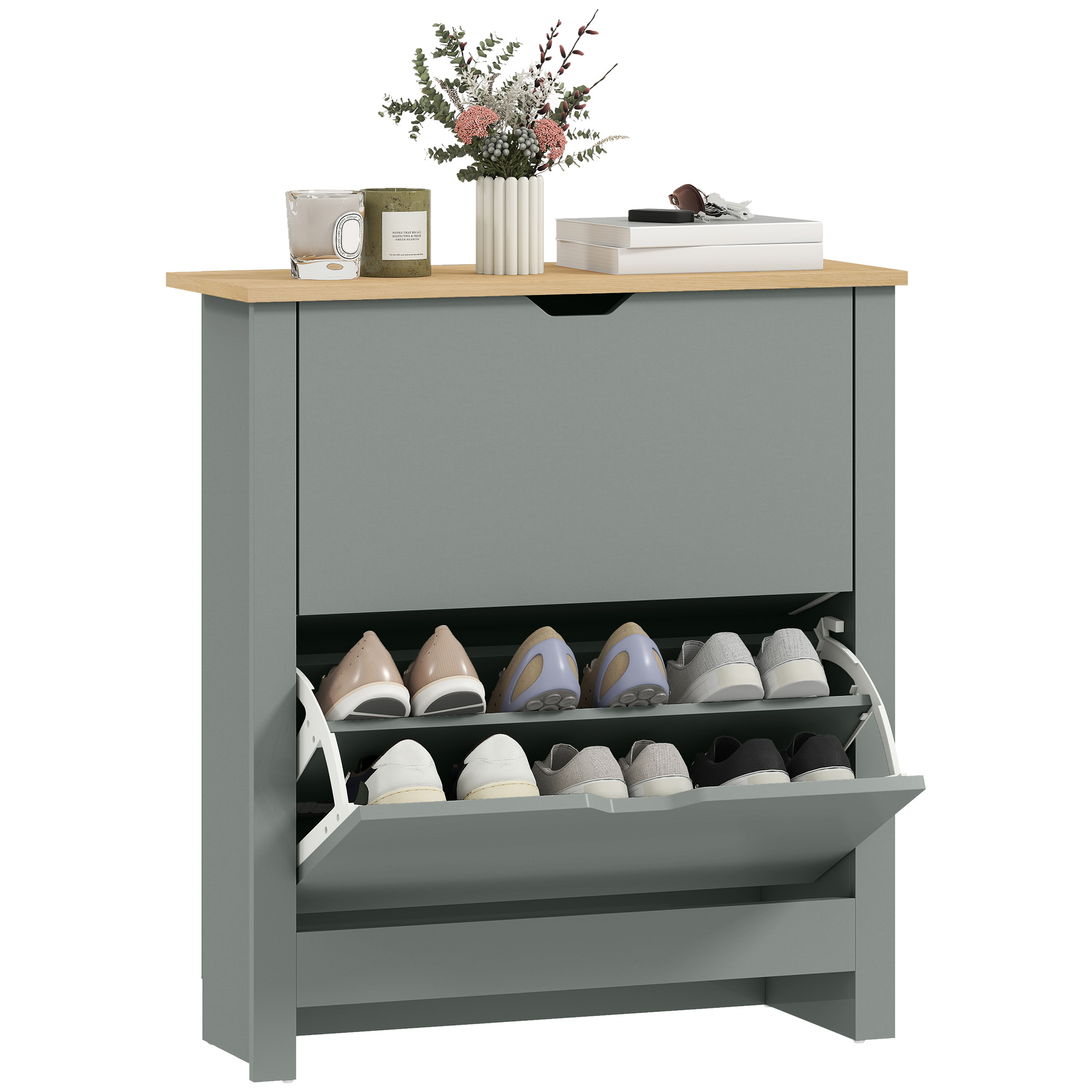 Schuhschrank, Verstellbar, 72 X 26 X 80 Cm, Hellgrau