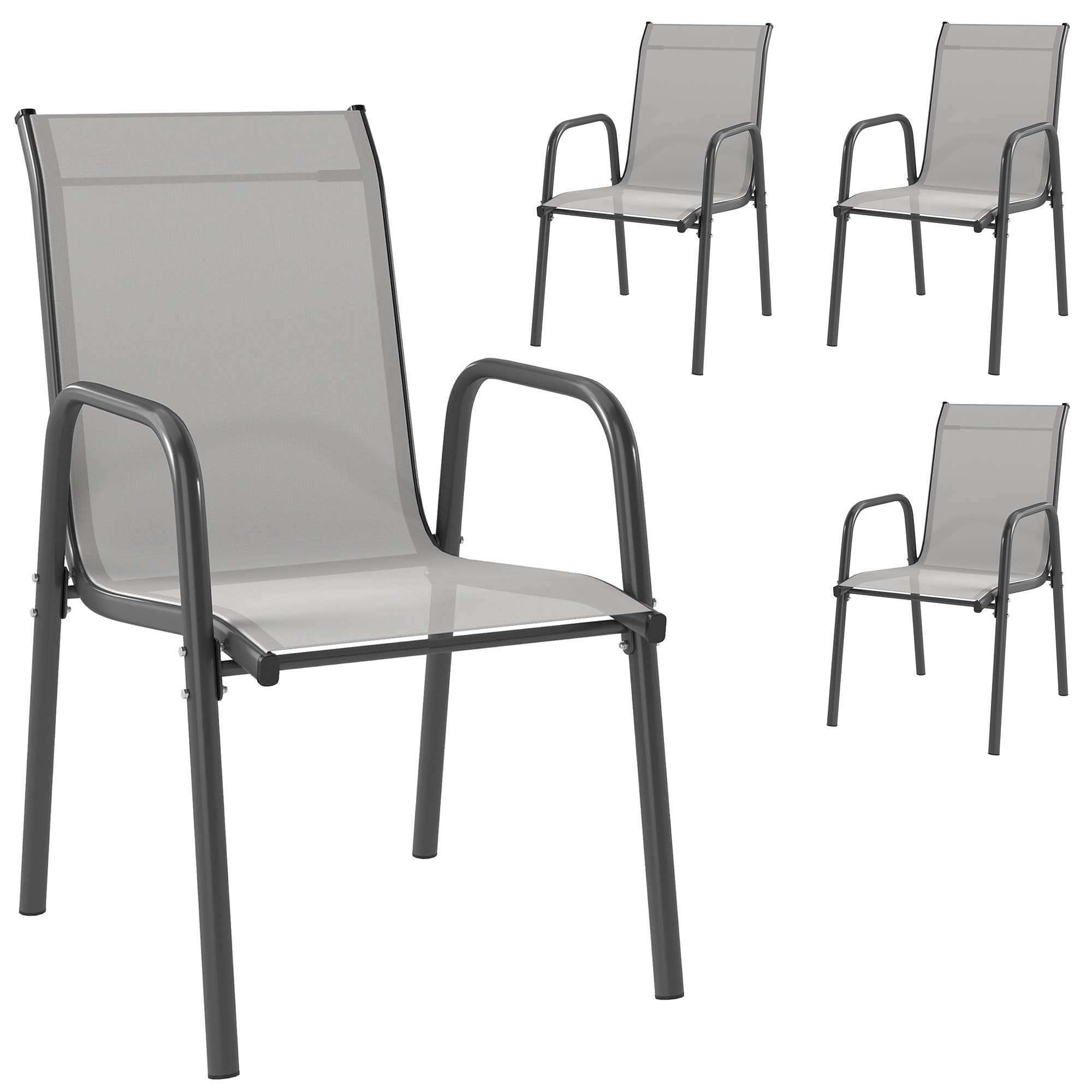 Gartenmöbelset, Mit Armlehnen, 4er-set, 69 X 51 X 87 Cm, Hellgrau