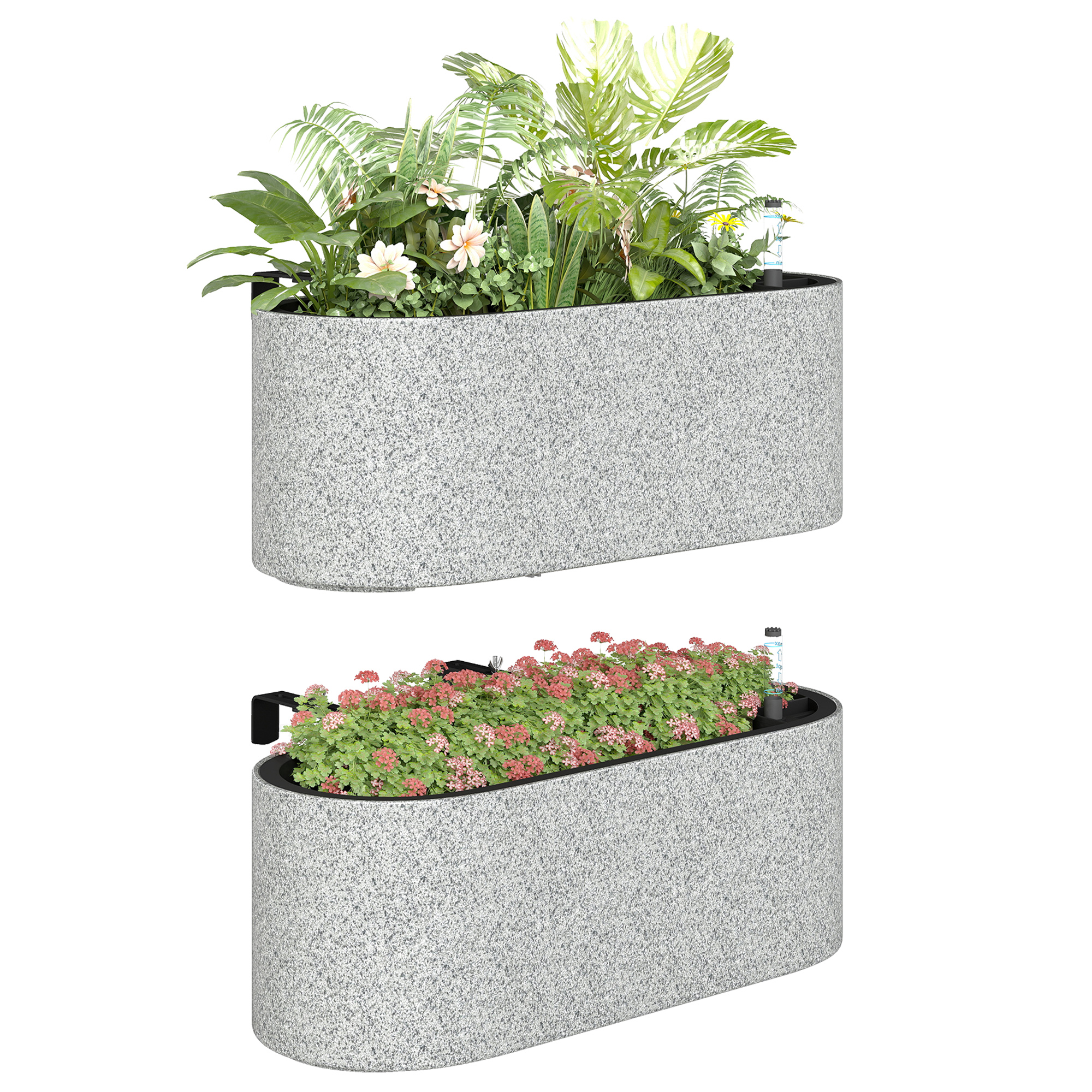 Hängender Blumentopf, Mit Haken, 42 X 16 X 15 Cm, Hellgrau