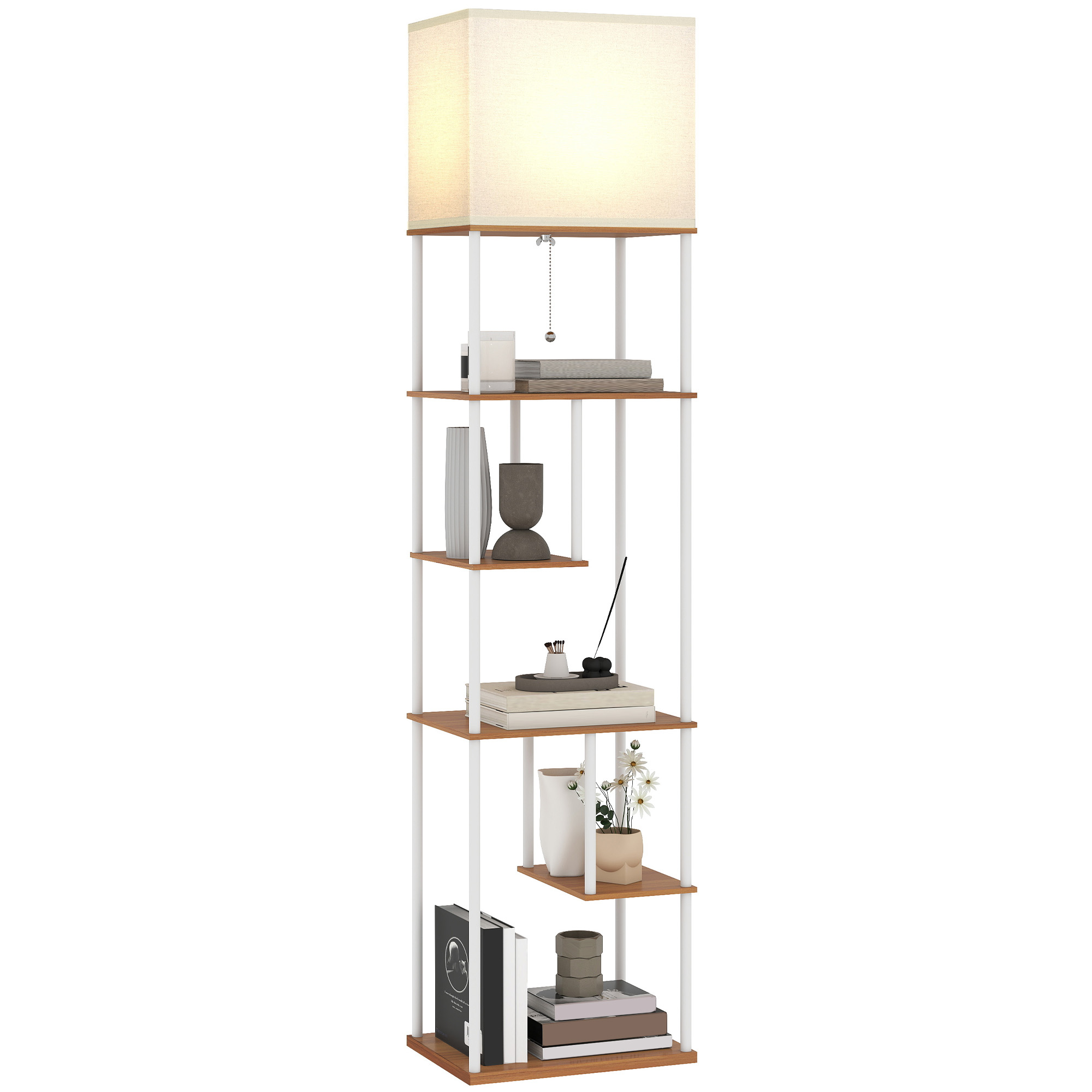 Stehlampe Mit Integrierten Regalen, 40 X 29 X 171 Cm, Natur