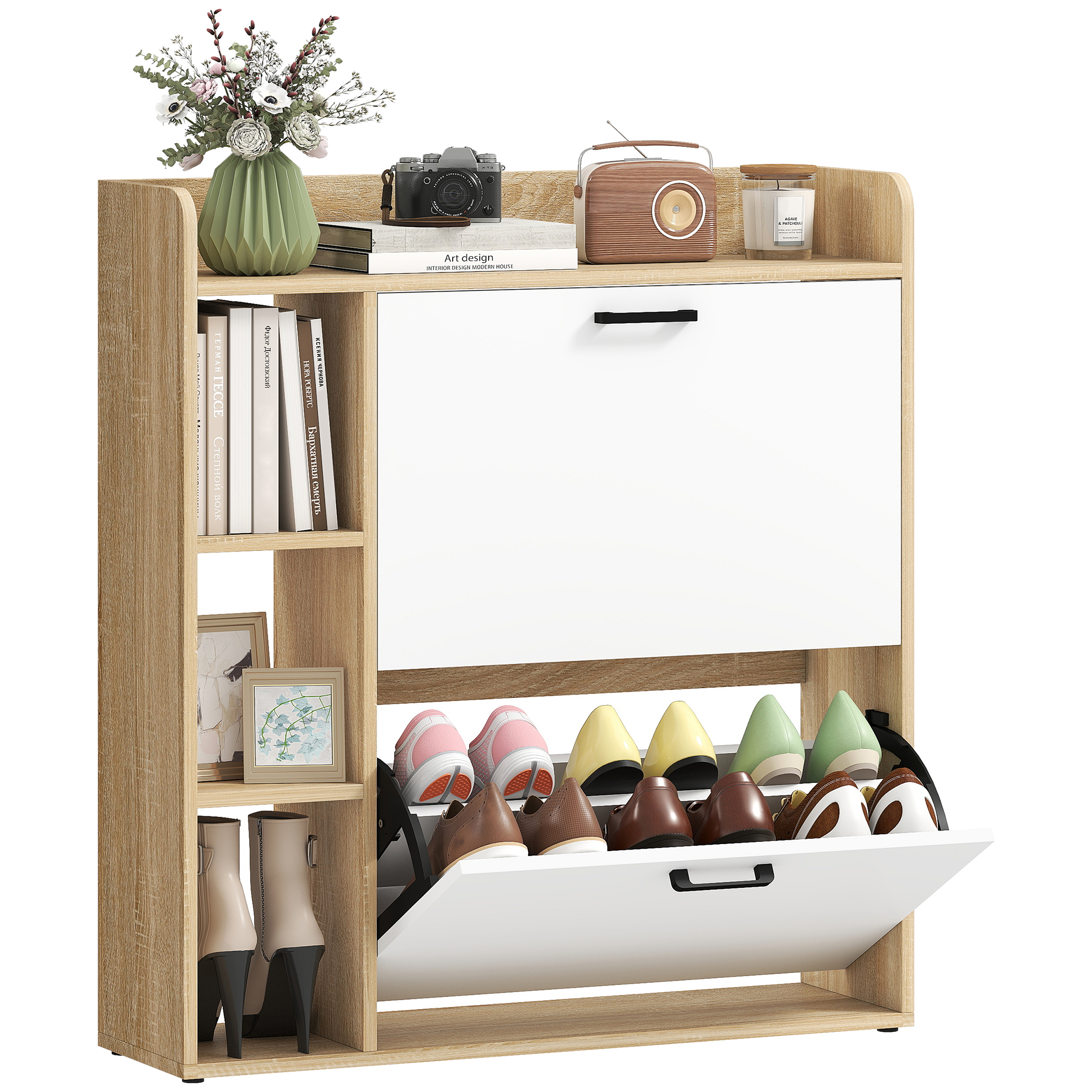 Schuhschrank, 83 X 24 X 90,5 Cm, Natur