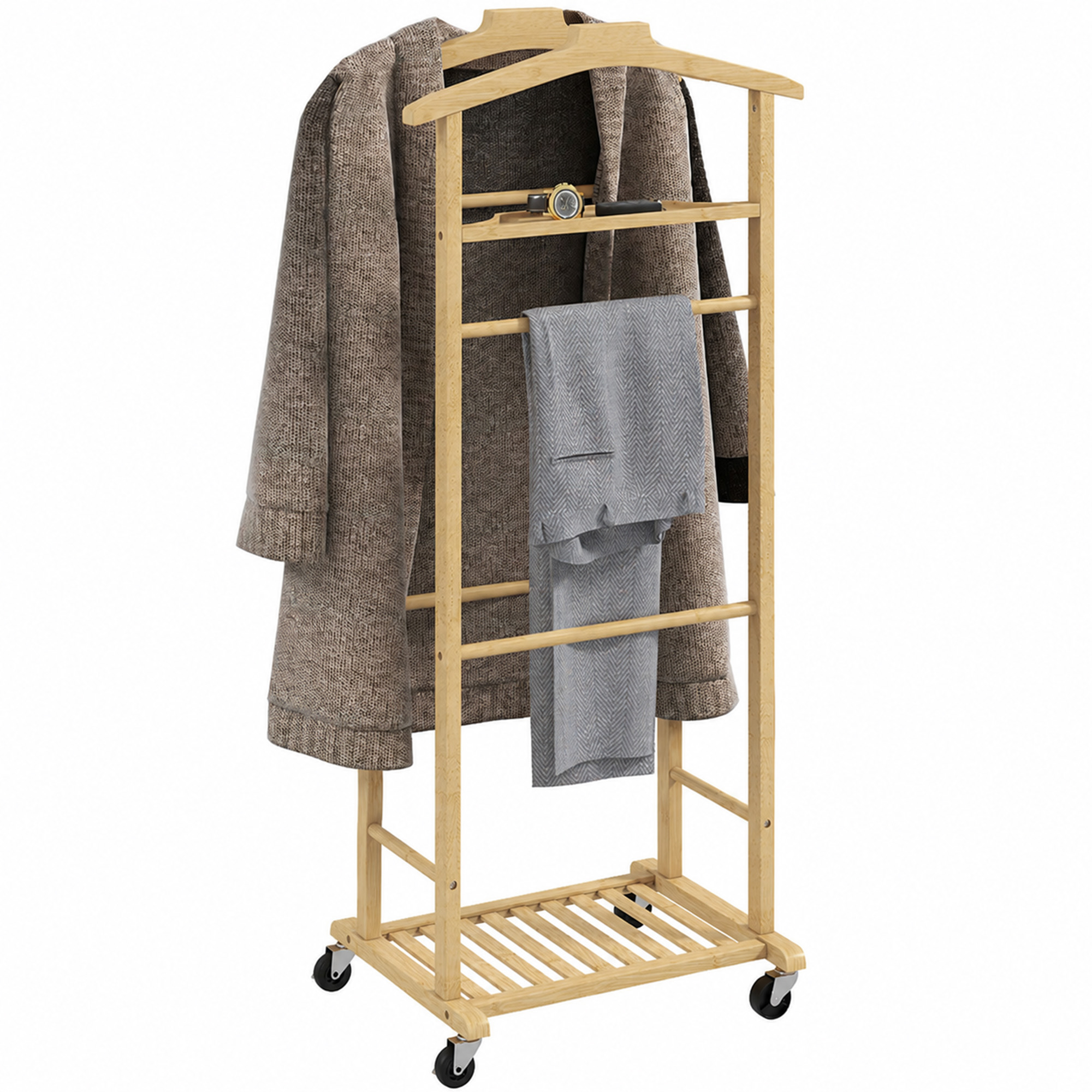 Schuhschrank, Mit Rollen, 47 X 33,7 X 105,5 Cm, Natur