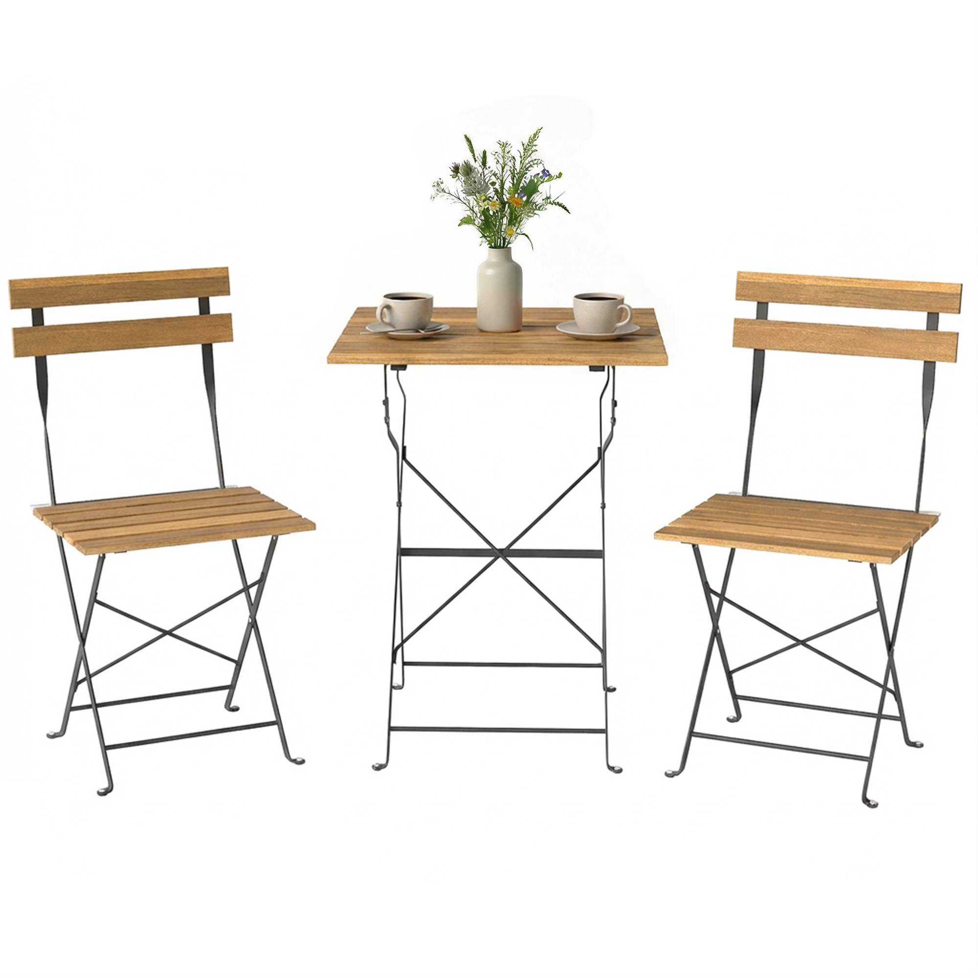 Garten-bistro-set, 55 X 55 X 71 Cm, Natur