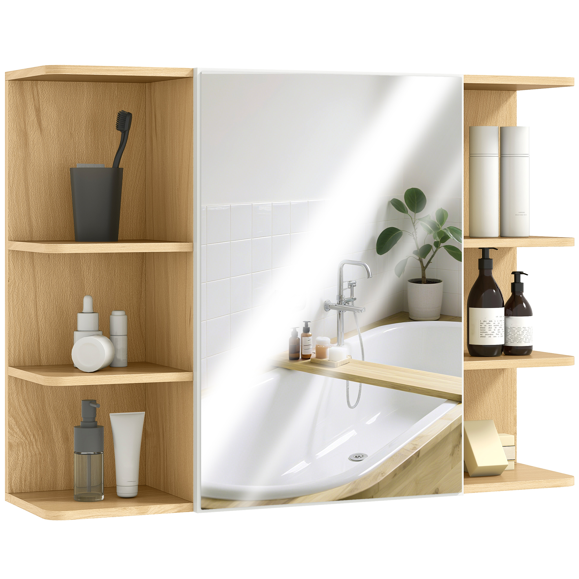 Badezimmermöbel, Mit Spiegel, 80 X 20 X 59, Natur