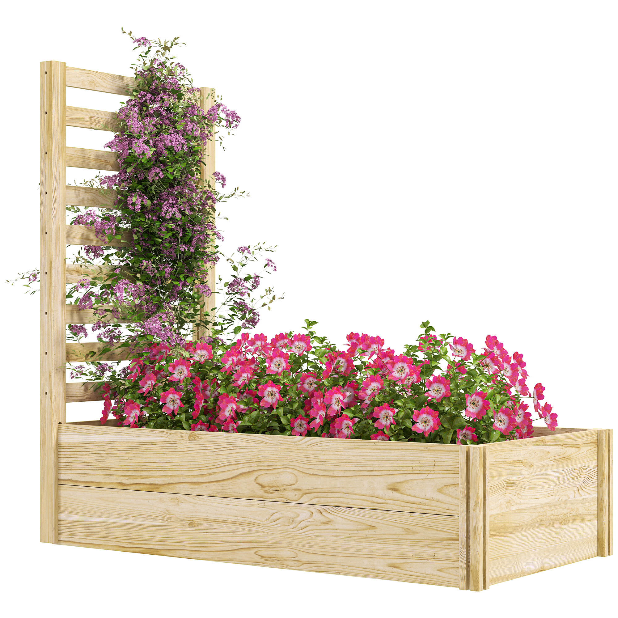 Blumenkasten Mit Rankgitter, Naturholz-optik, 115 X 60 X 110 Cm, Natur