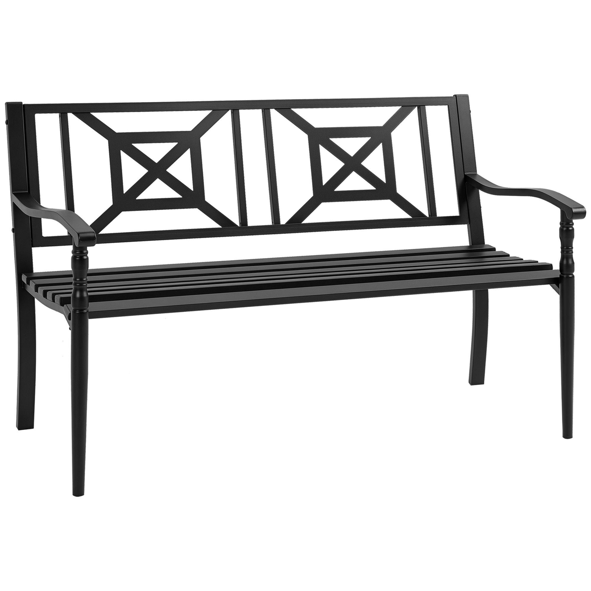Gartenbank, Mit Rückenlehne, 128 X 62,5 X 81,5 Cm, Schwarz