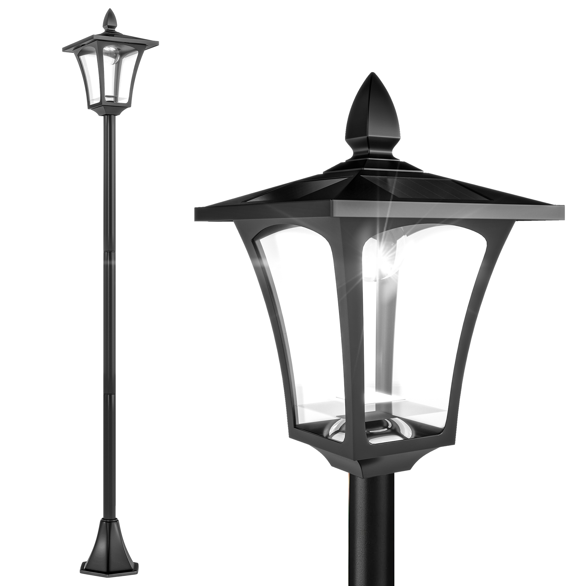 Solar-stehlampe, Solar-led, 18 X 18 X 160 Cm, Schwarz