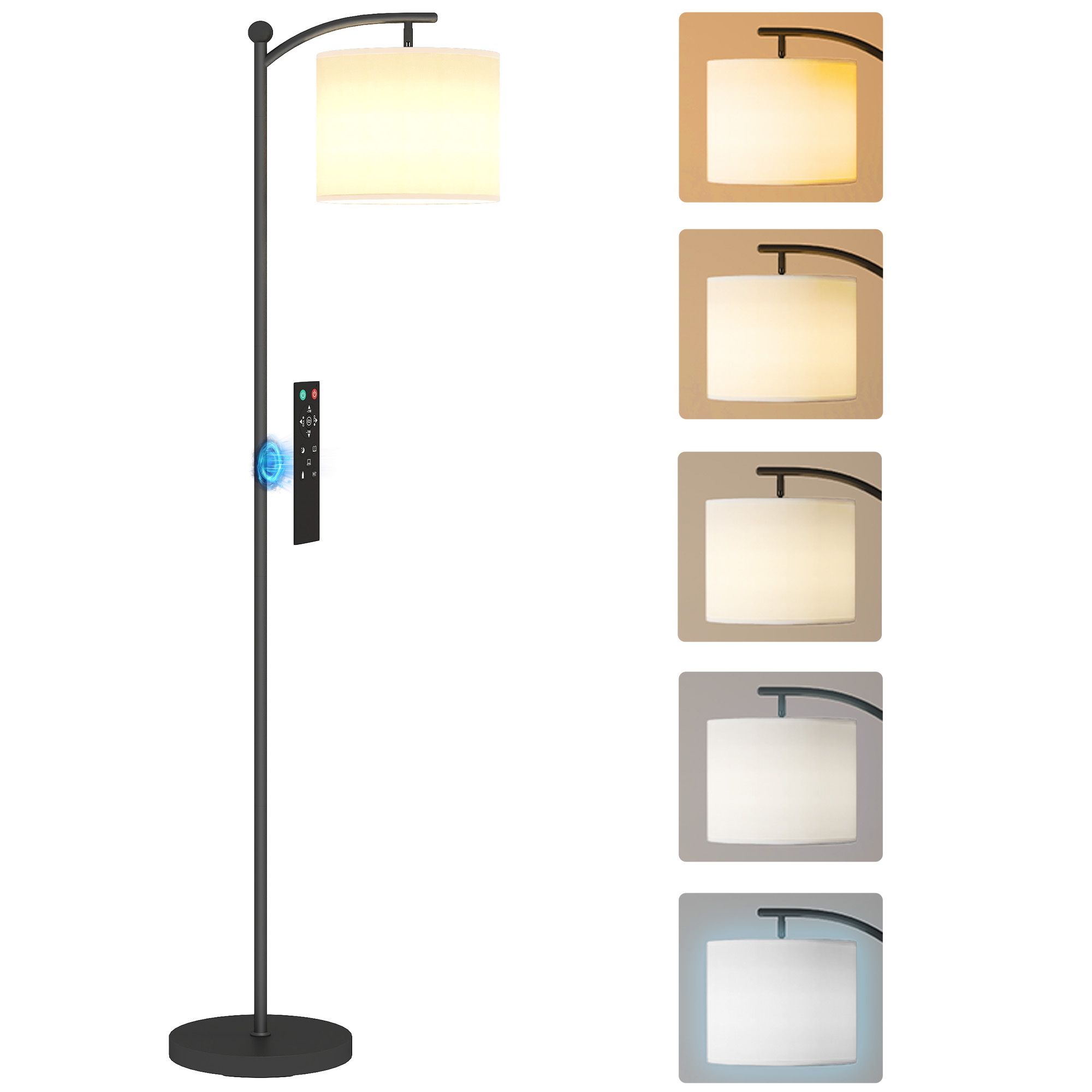 Dimmbare Stehlampe 2 Lichttemperaturen, Timer, 54,3 X 30,6 X 159,6 Cm, Schwarz
