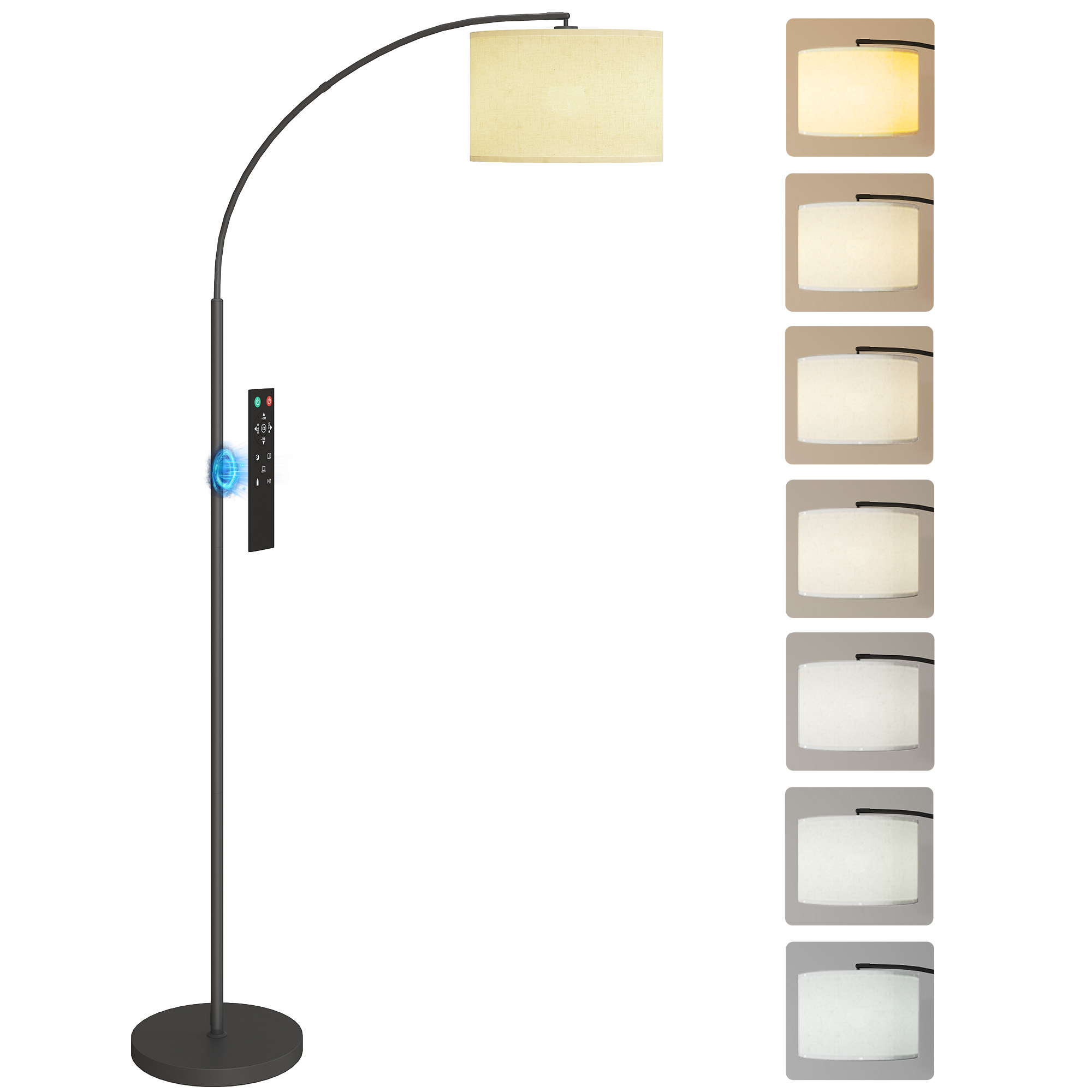 Stehlampe Mit Fernbedienung, 11 Temperaturen, 104,2 X 32 X 180,6 Cm, Schwarz