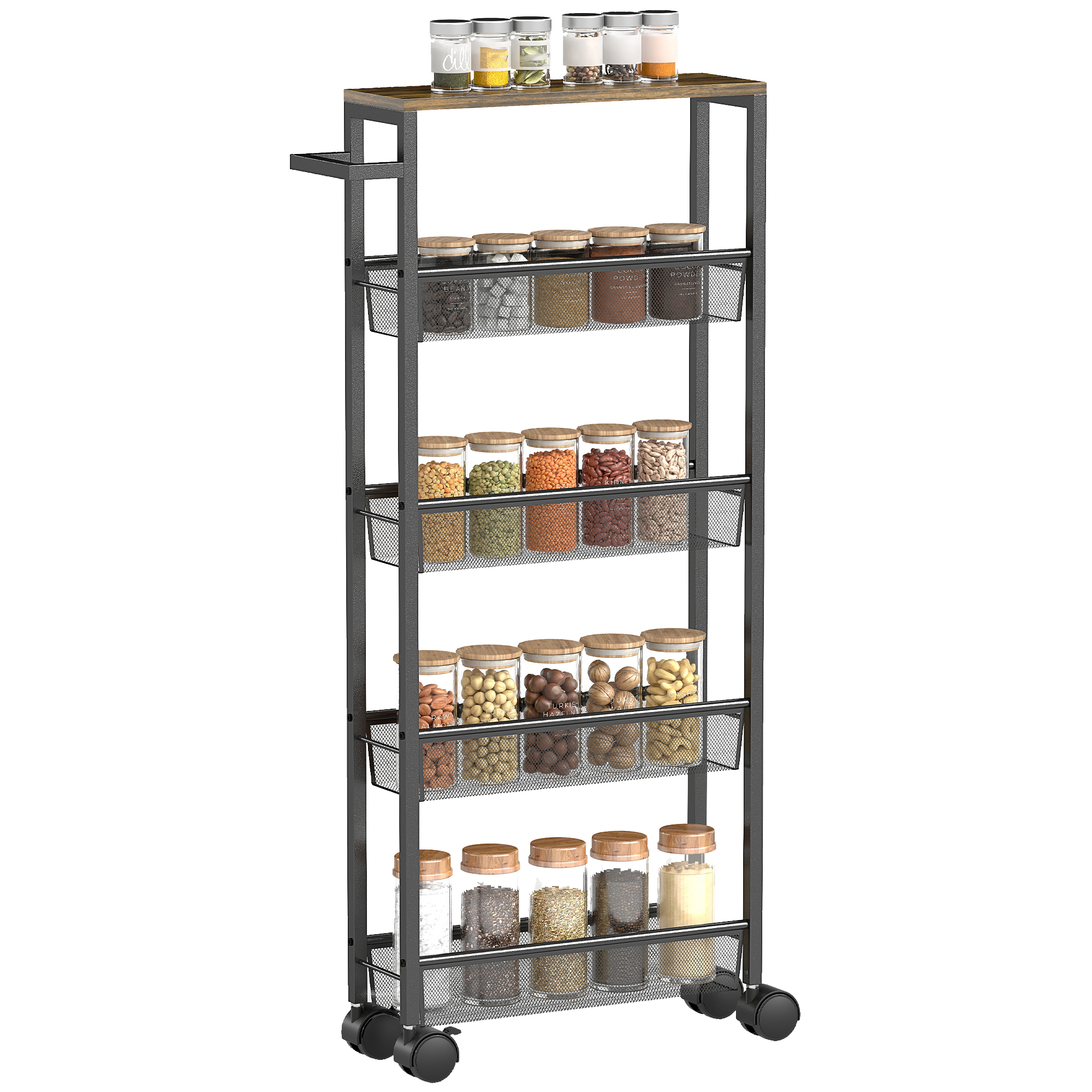 Mehrstufiger Aufbewahrungswagen, 47 X 13 X 96,5 Cm, Schwarz