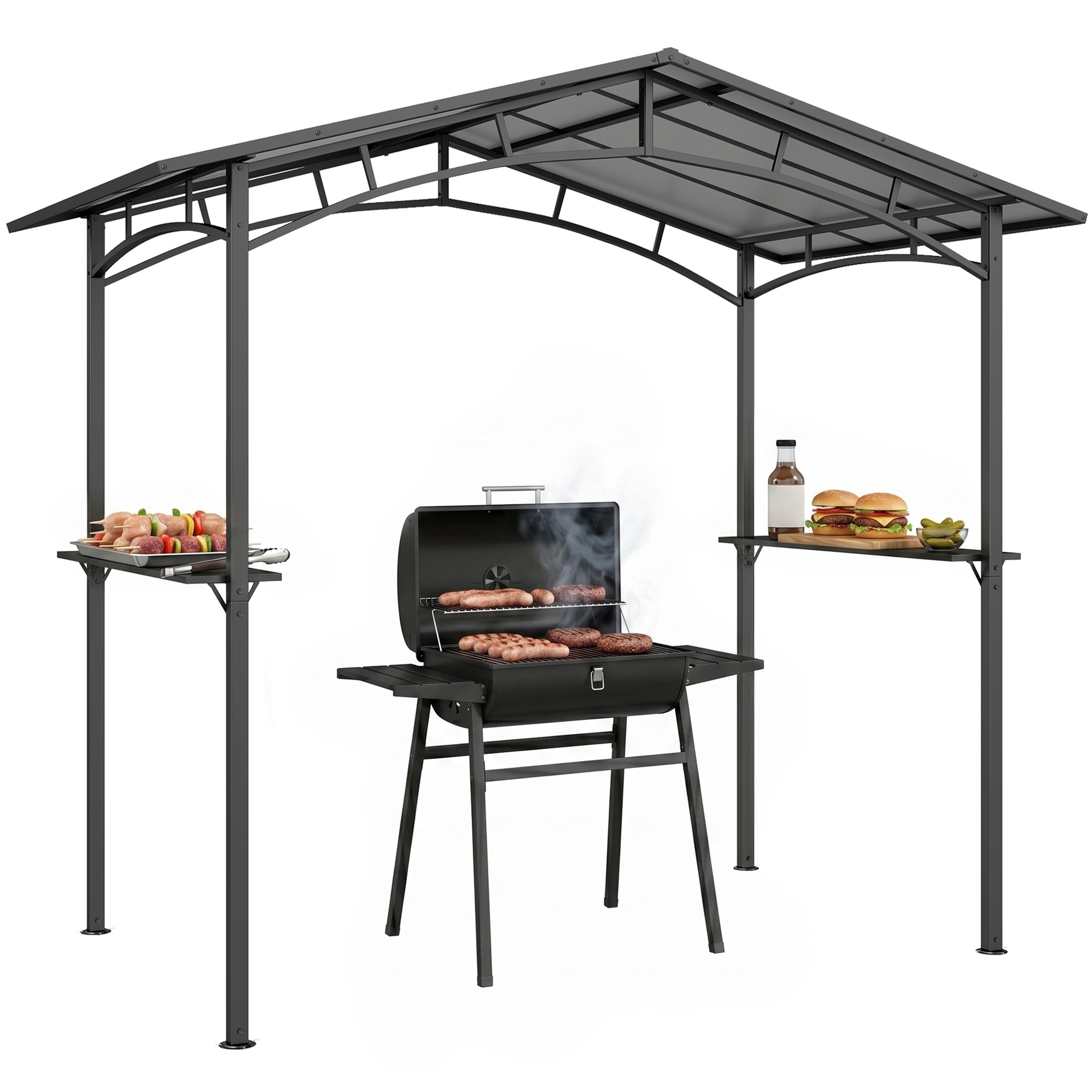 Holzkohlegrill, Mit Deckel, 246 X 149 X 230 Cm, Schwarz