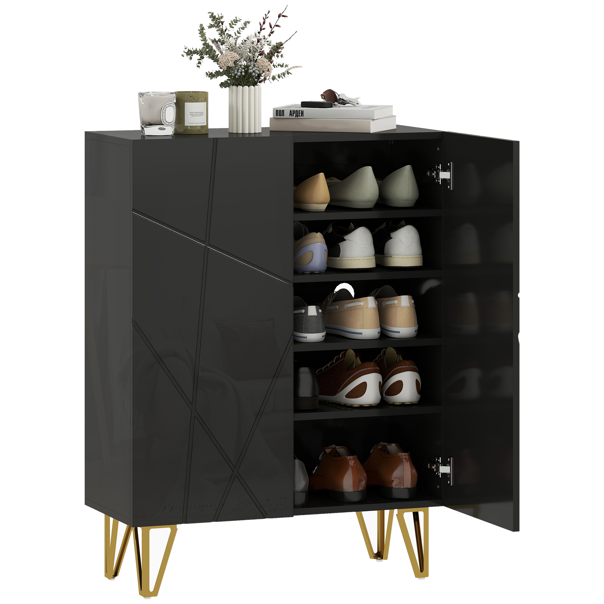Schuhschrank, Verstellbar, 72 X 31,5 X 95 Cm, Schwarz