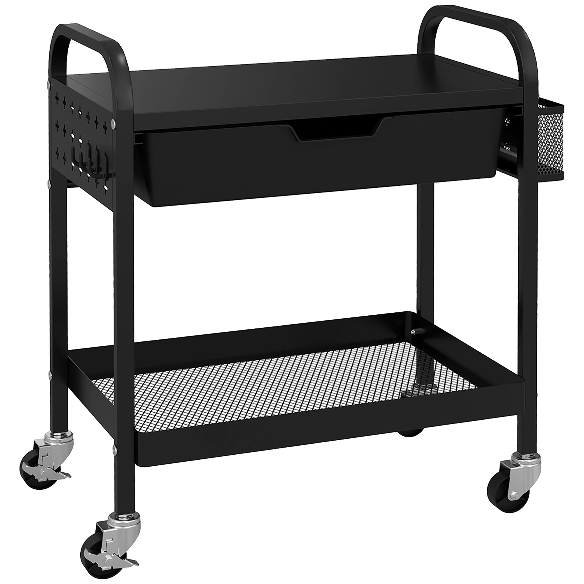 Küchenwagen, Mit Rollen, Mit Schubladen, 61 X 32,6 X 58,5 Cm, Schwarz