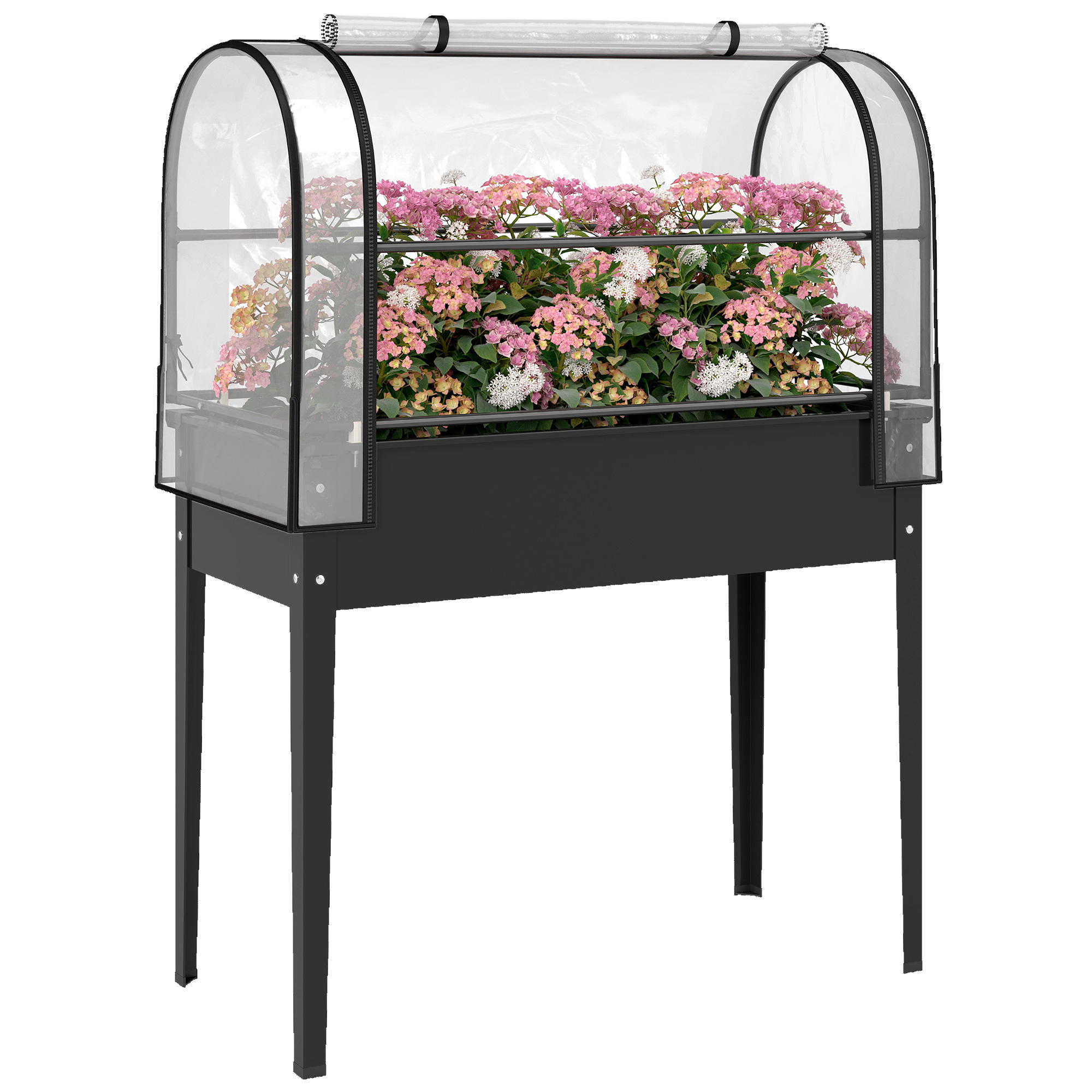 Gewächshaus, Mit Rolltor, 100 X 49 X 136 Cm, Schwarz