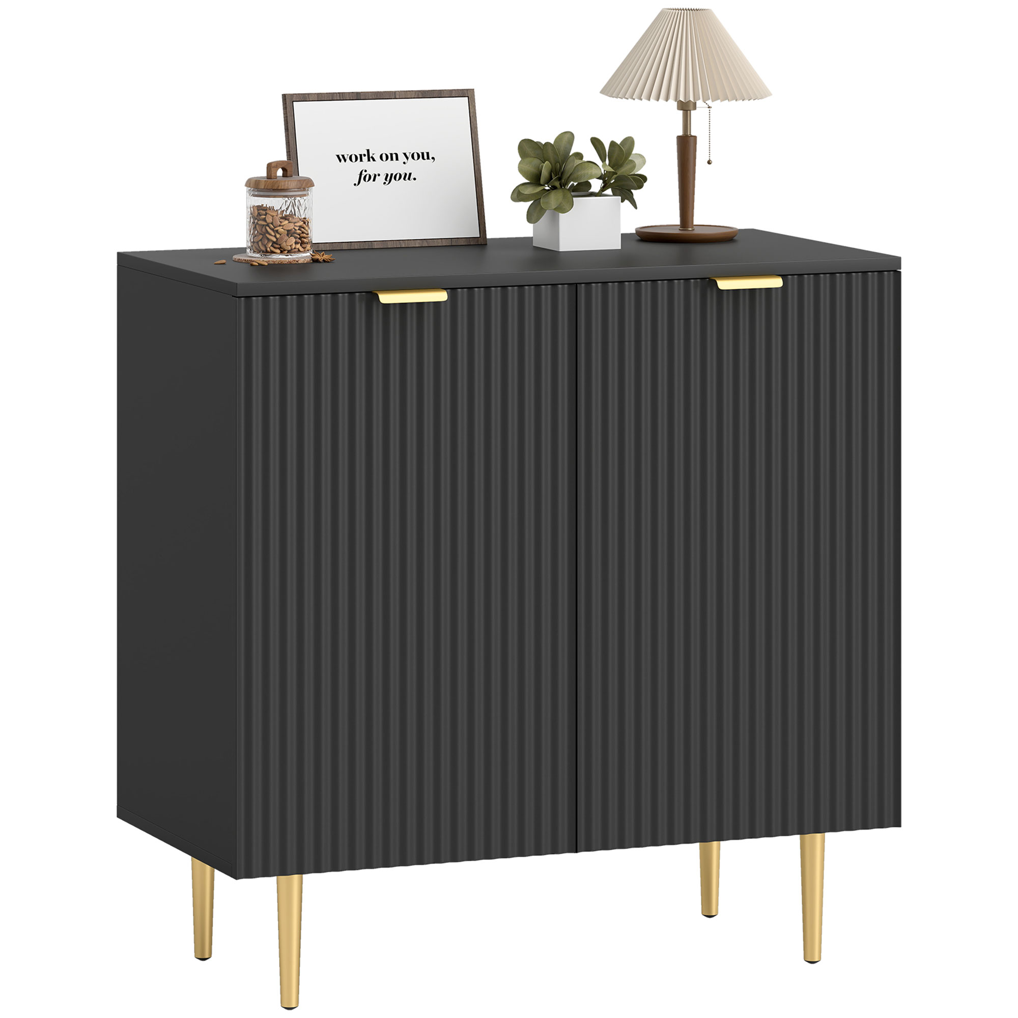 Küchenschrank, Mit Regalen, 80 X 40 X 80, Schwarz