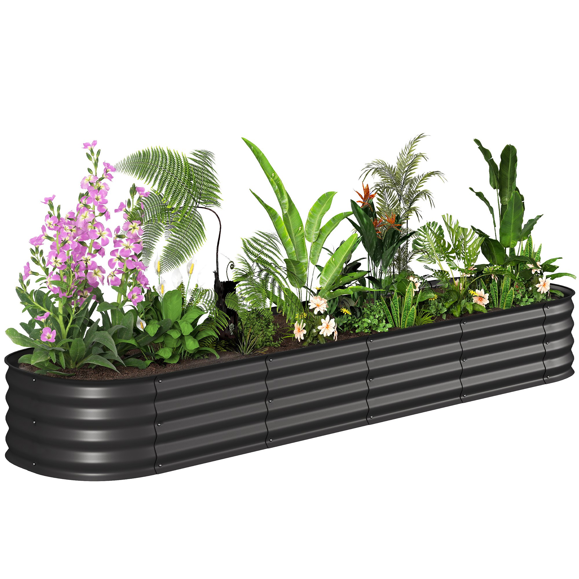 Modulares Hochbeet, Aus Stahl, 240 X 62 X 30 Cm, Schwarz