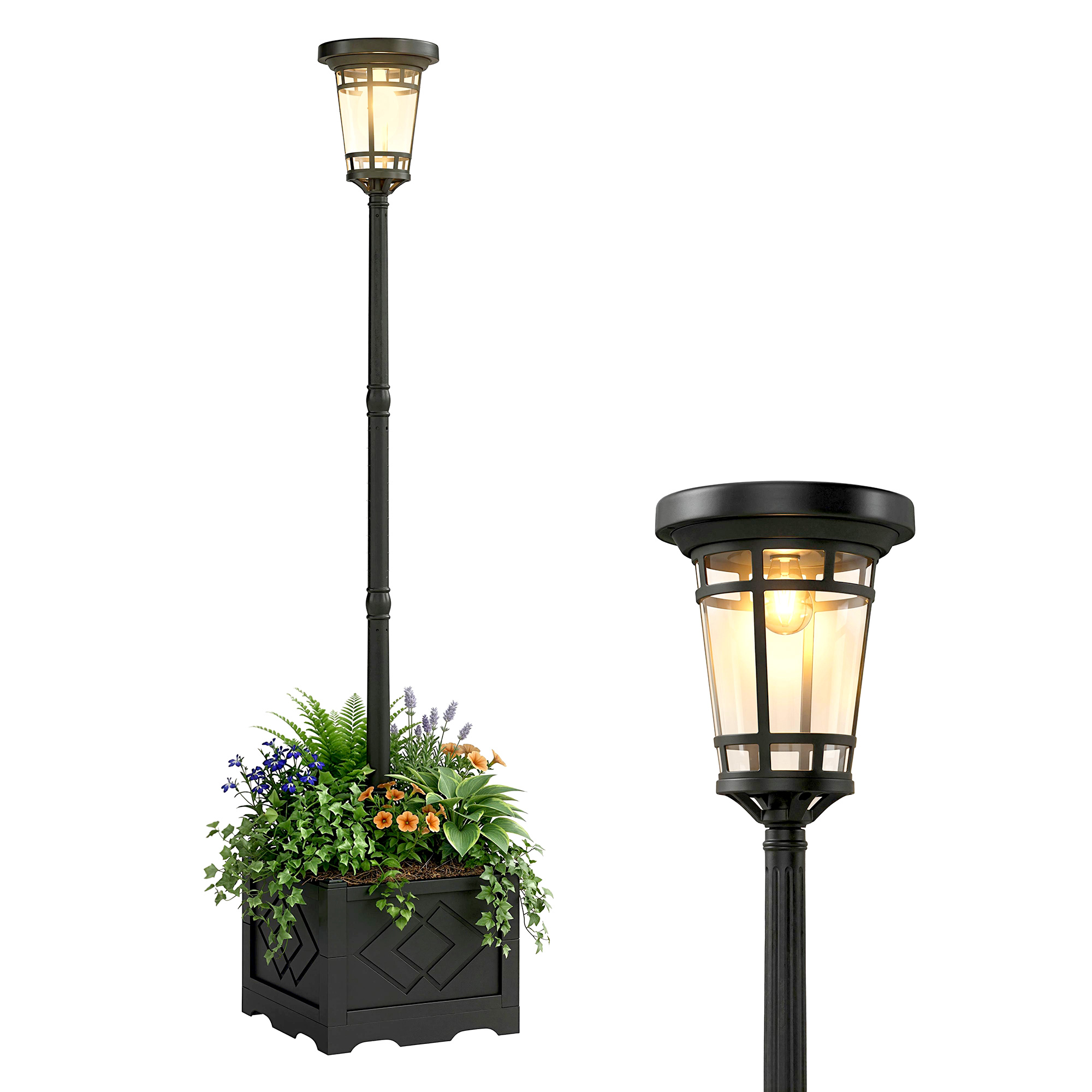 Solar-standleuchte, Mit Dämmerungssensor, 41,5 X 41,5 X 195 Cm, Schwarz