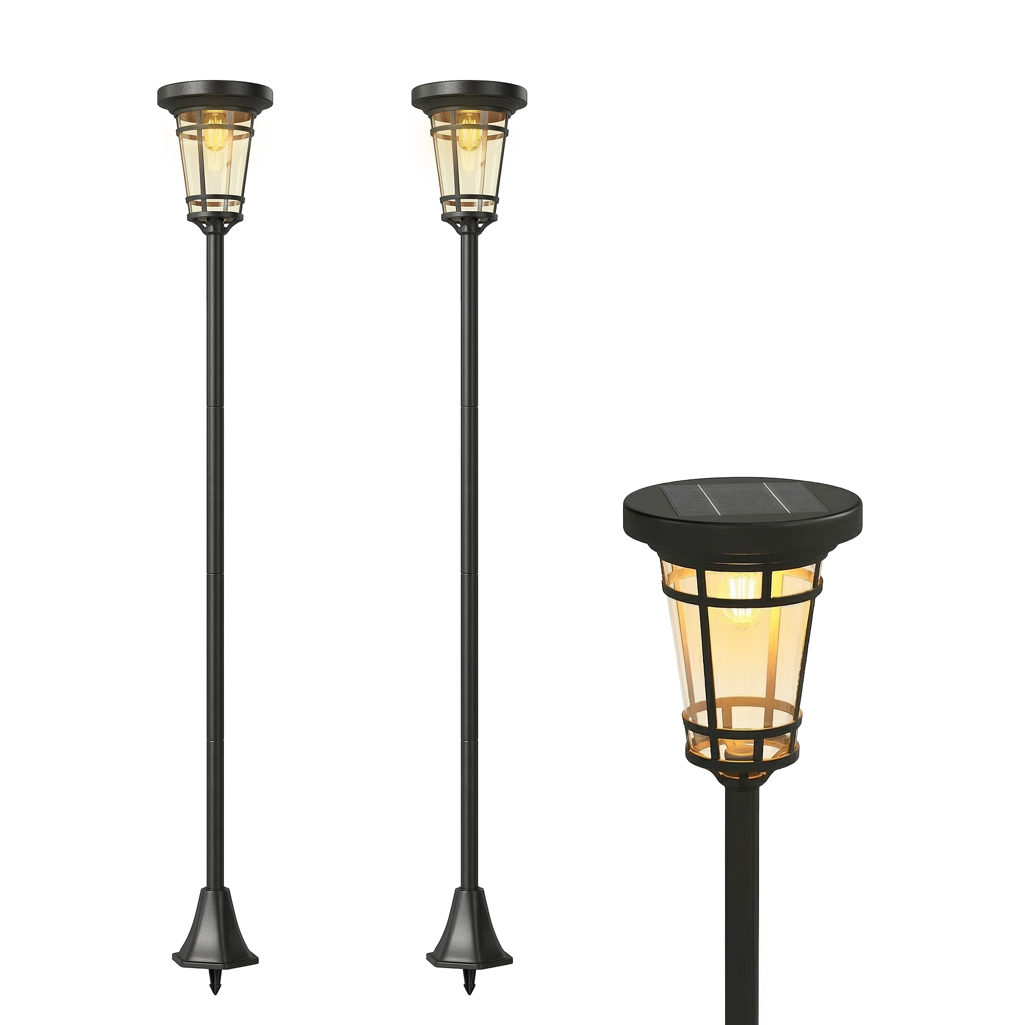 Solar-standleuchte, Mit Dämmerungssensor, 23,5 X 23,5 X 180 Cm, Schwarz