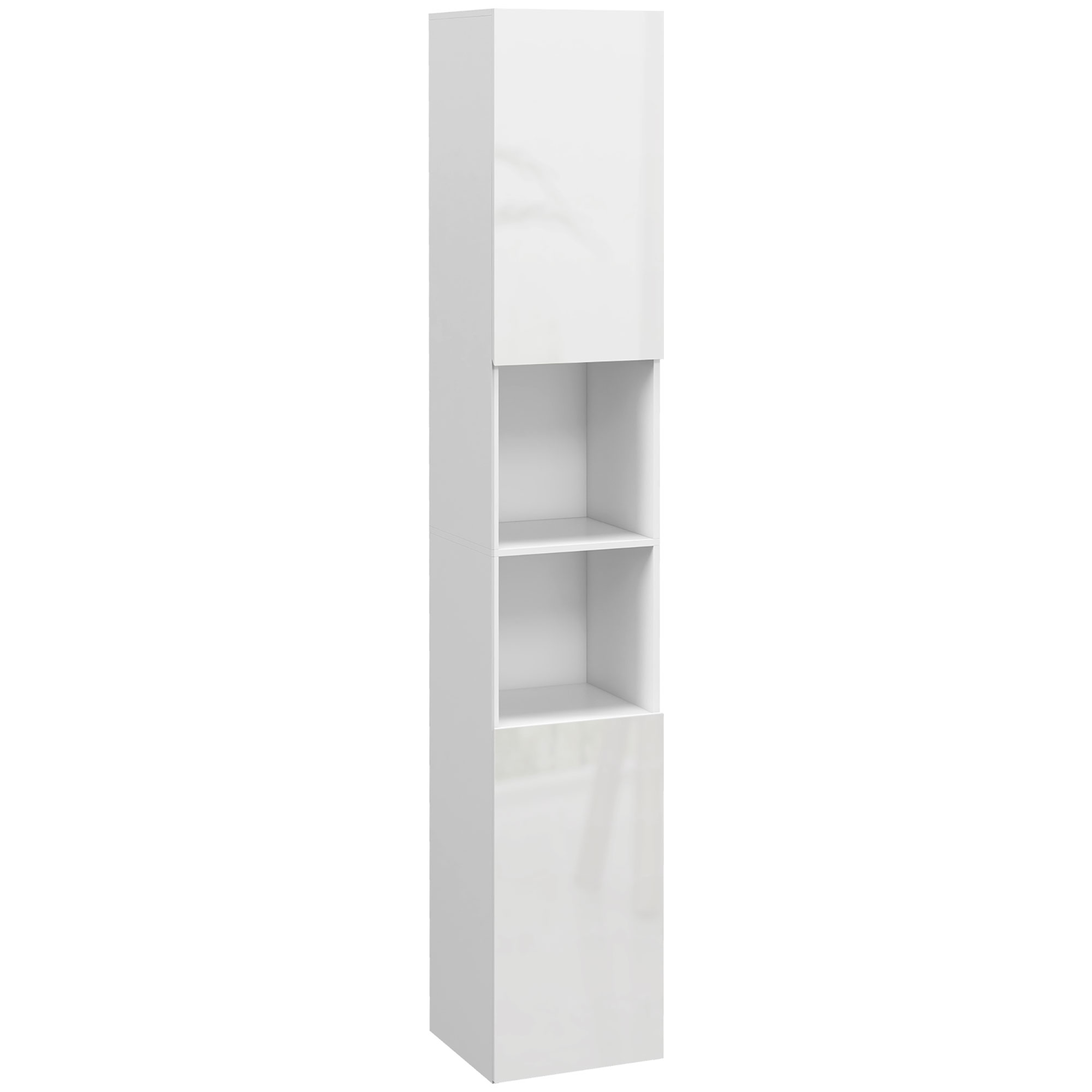 Badezimmersäule, 2 Schränke, Verstellbare Regale, 2 Nischen, 30 X 30 X 181,5 Cm, Weiß
