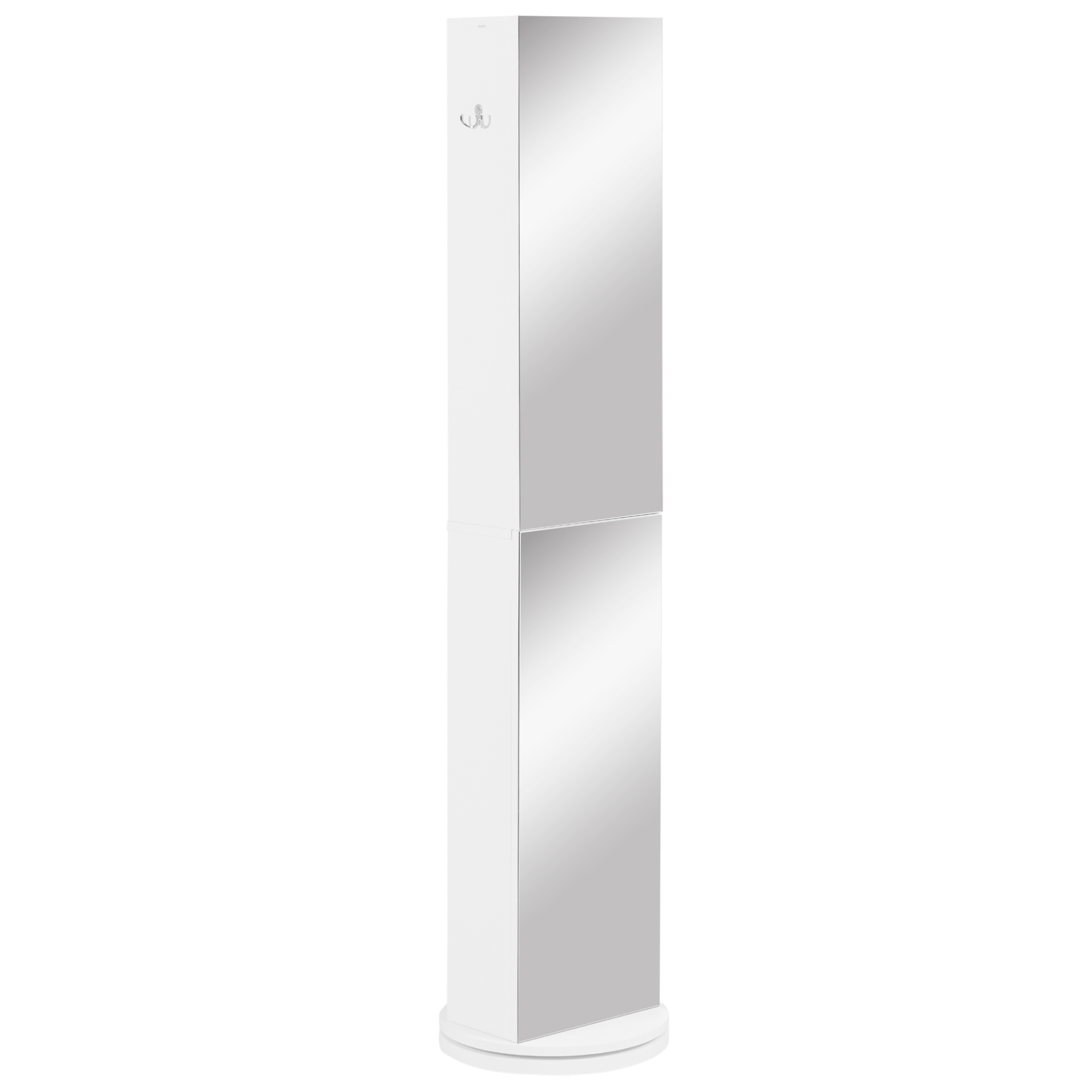 Badezimmersäule, Schwenkbar, Mit Spiegel, 6 Regale, 36 X 36 X 171 Cm, Weiß