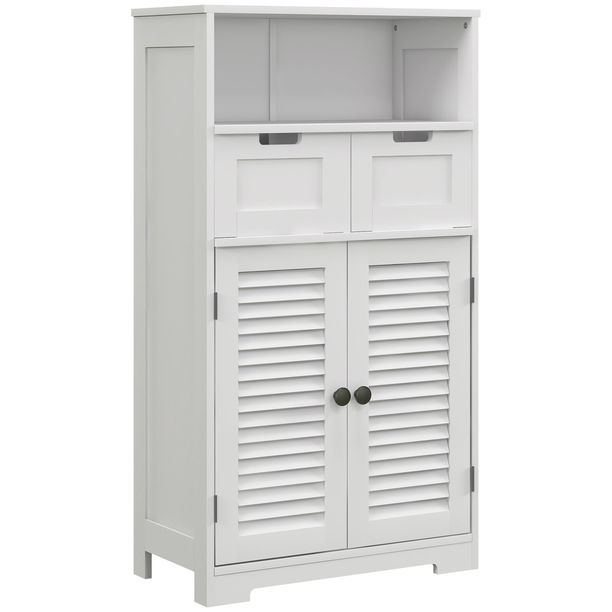 Badezimmermöbel, 2 Türen, 2 Schubladen, Verstellbares Regal, 61 X 30,5 X 109,5 Cm, Weiß