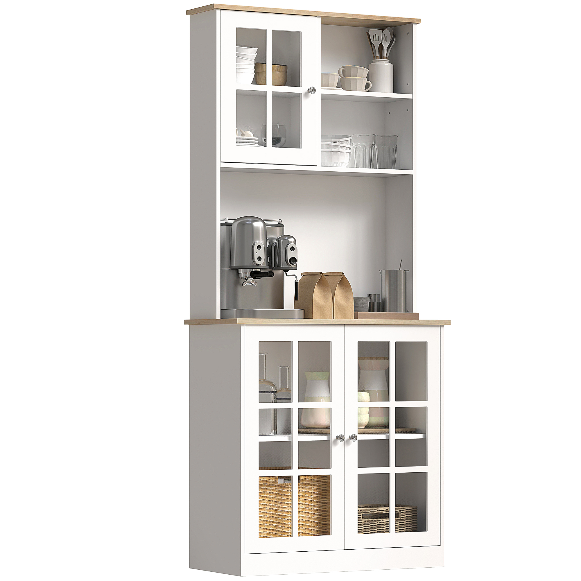 Küchensideboard, Mit Stauraum, 80 X 37 X 183 Cm, Weiß