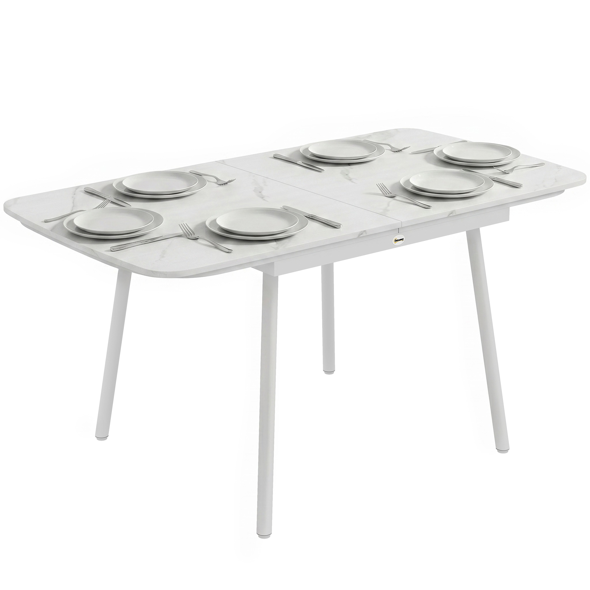 Gartentisch, Ablagefläche Aus Sicherheitsglas, 140 X 80 X 75 Cm, Weiß