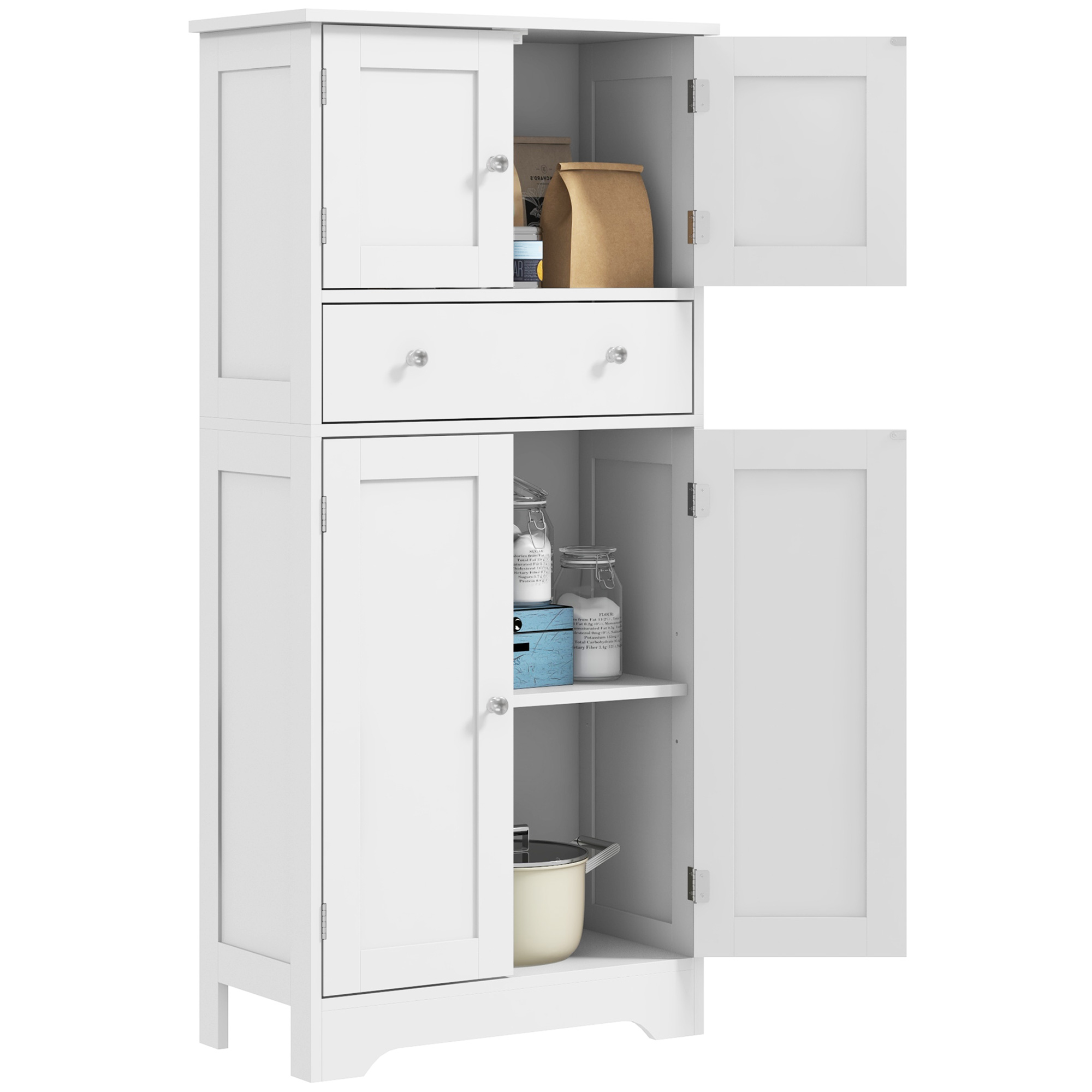 Küchenschrank, Schränke Und Schublade, 60 X 30 X 128 Cm, Weiß