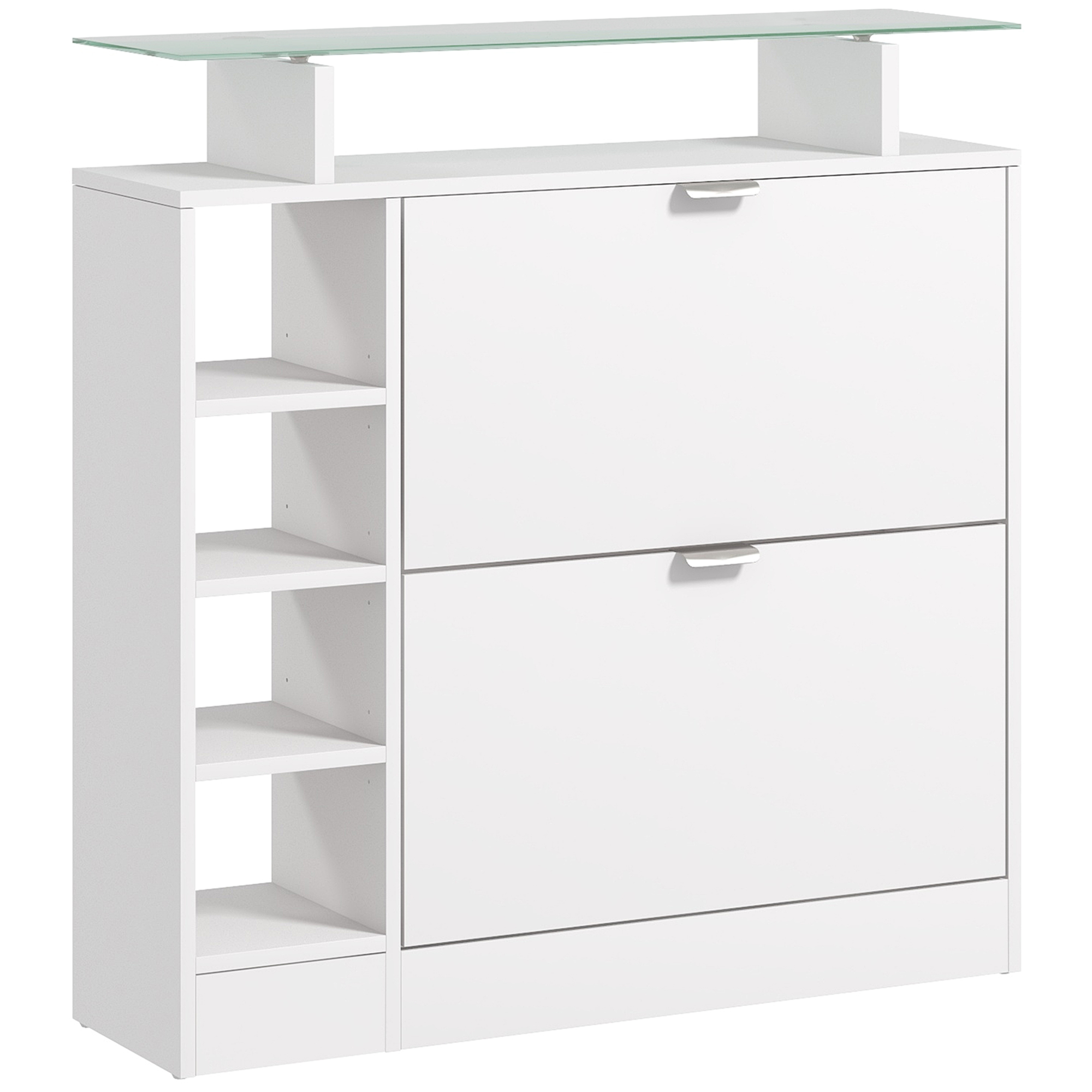 Schuhschrank, 2 Klappschubladen, 89 X 25 X 92 Cm, Weiß