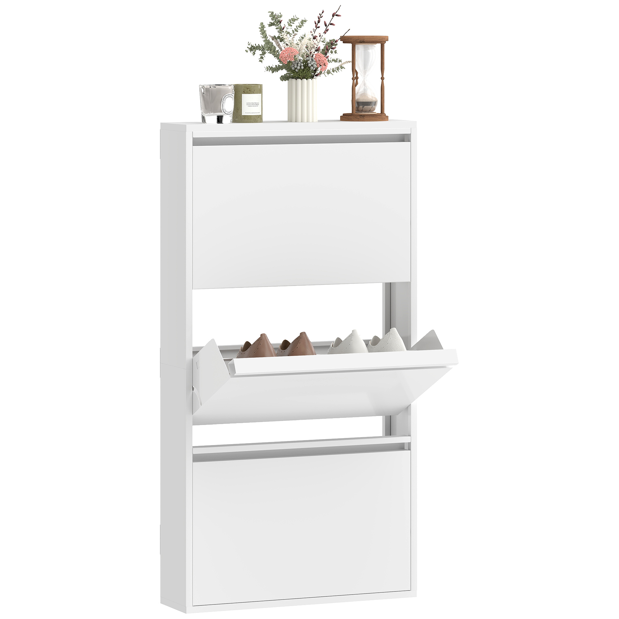 Schuhschrank, Wand-, 55 X 15 X 105,5 Cm, Weiß