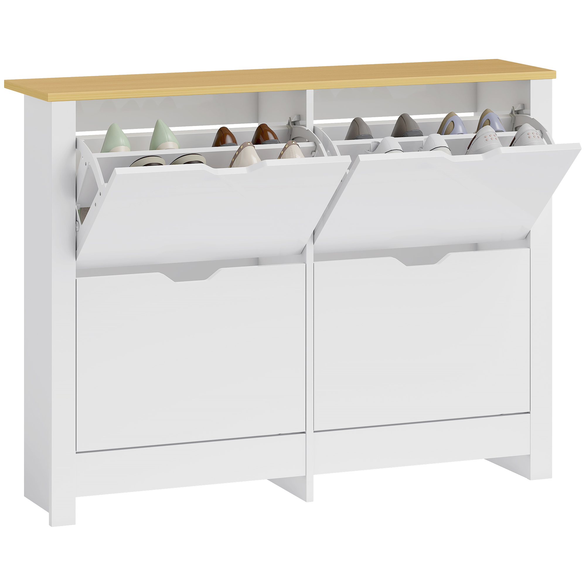 Schuhschrank, Kompakt, 105 X 26 X 80 Cm, Weiß
