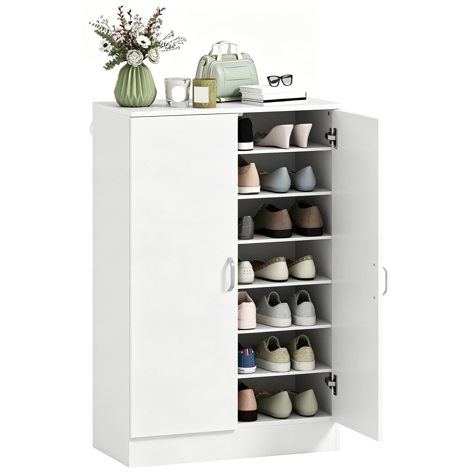 Schuhschrank, Verstellbar, 70 X 35 X 108 Cm, Weiß