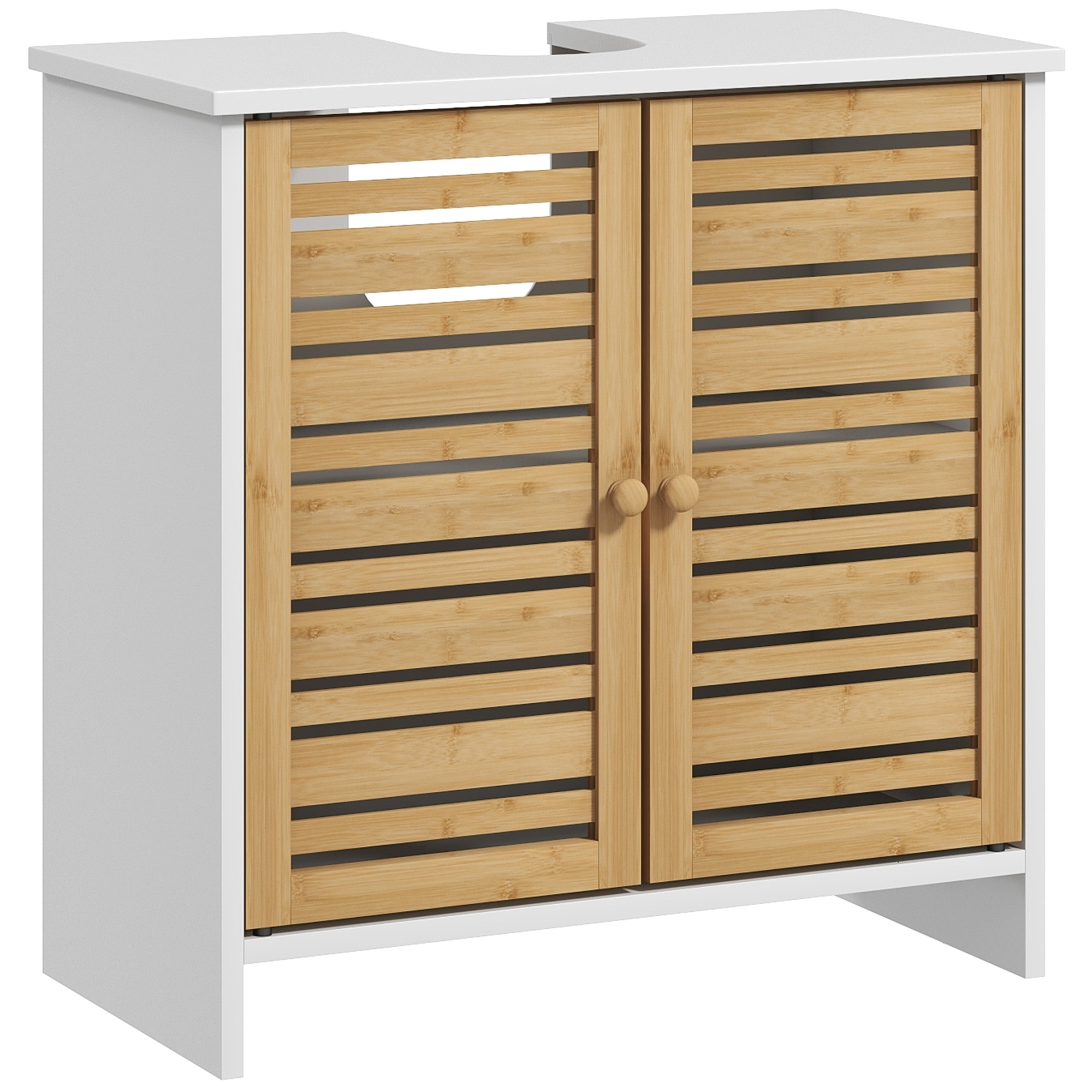 Waschbeckenunterschrank, 2 Türen Und Verstellbares Regal, 60 X 30 X 60 Cm, Weiß