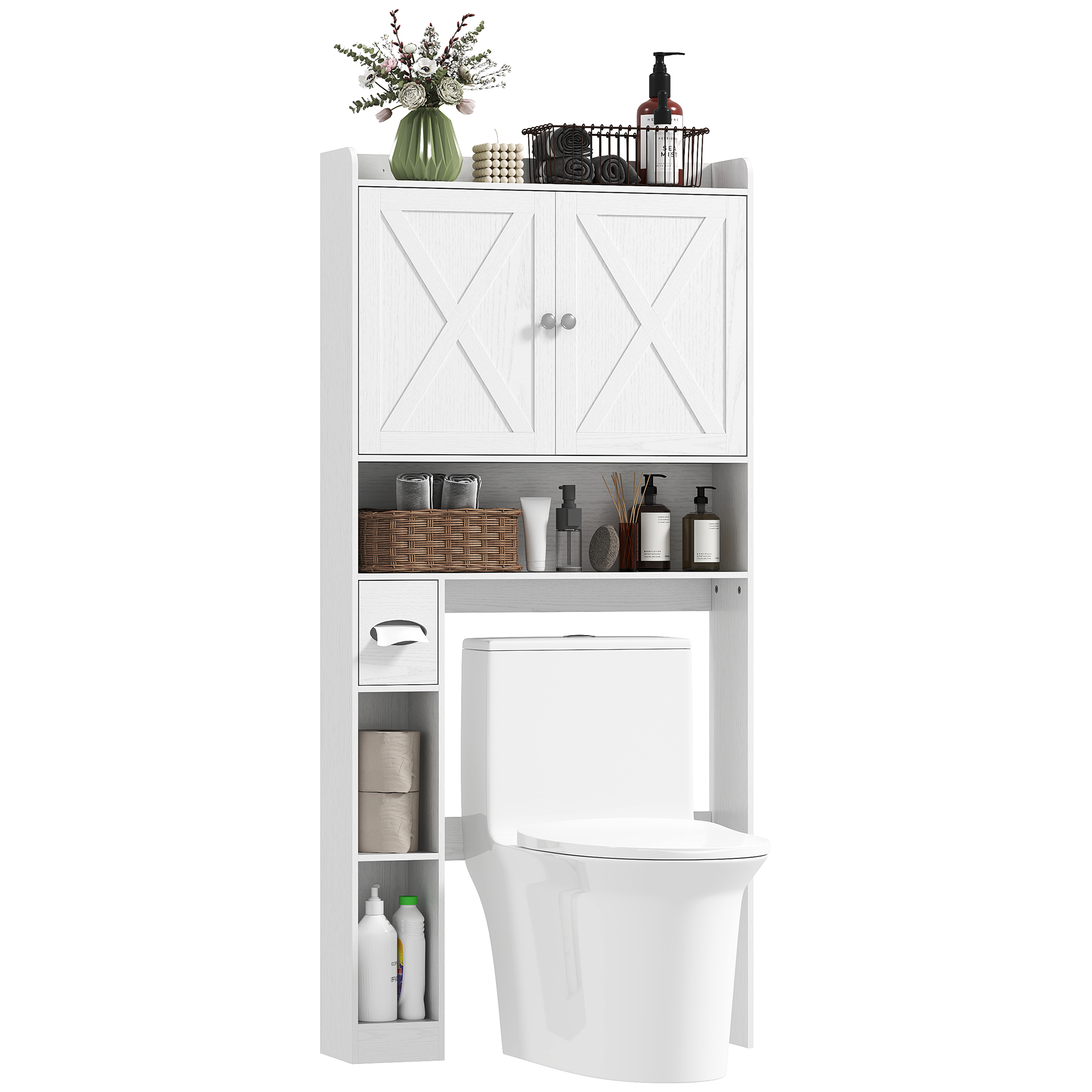 Badezimmermöbel, Mit Regalen, 81,5 X 19,6 X 172, Weiß
