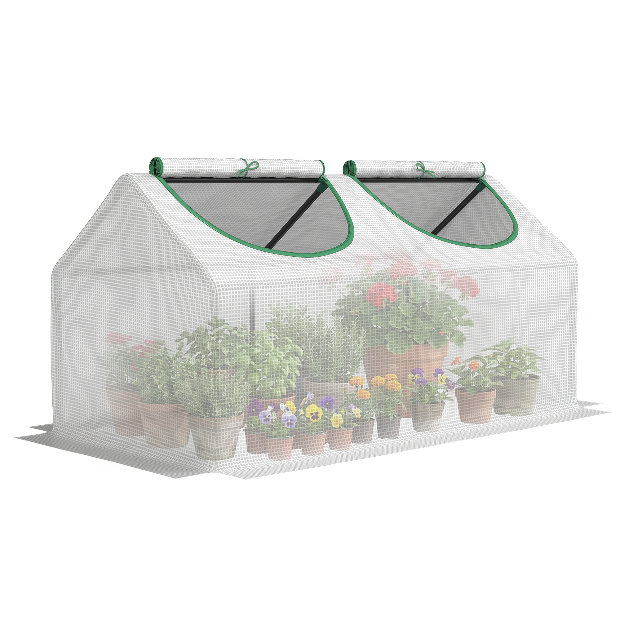 Mini-gewächshaus, 2 Rollfenster, 120 X 60 X 60 Cm, Weiß