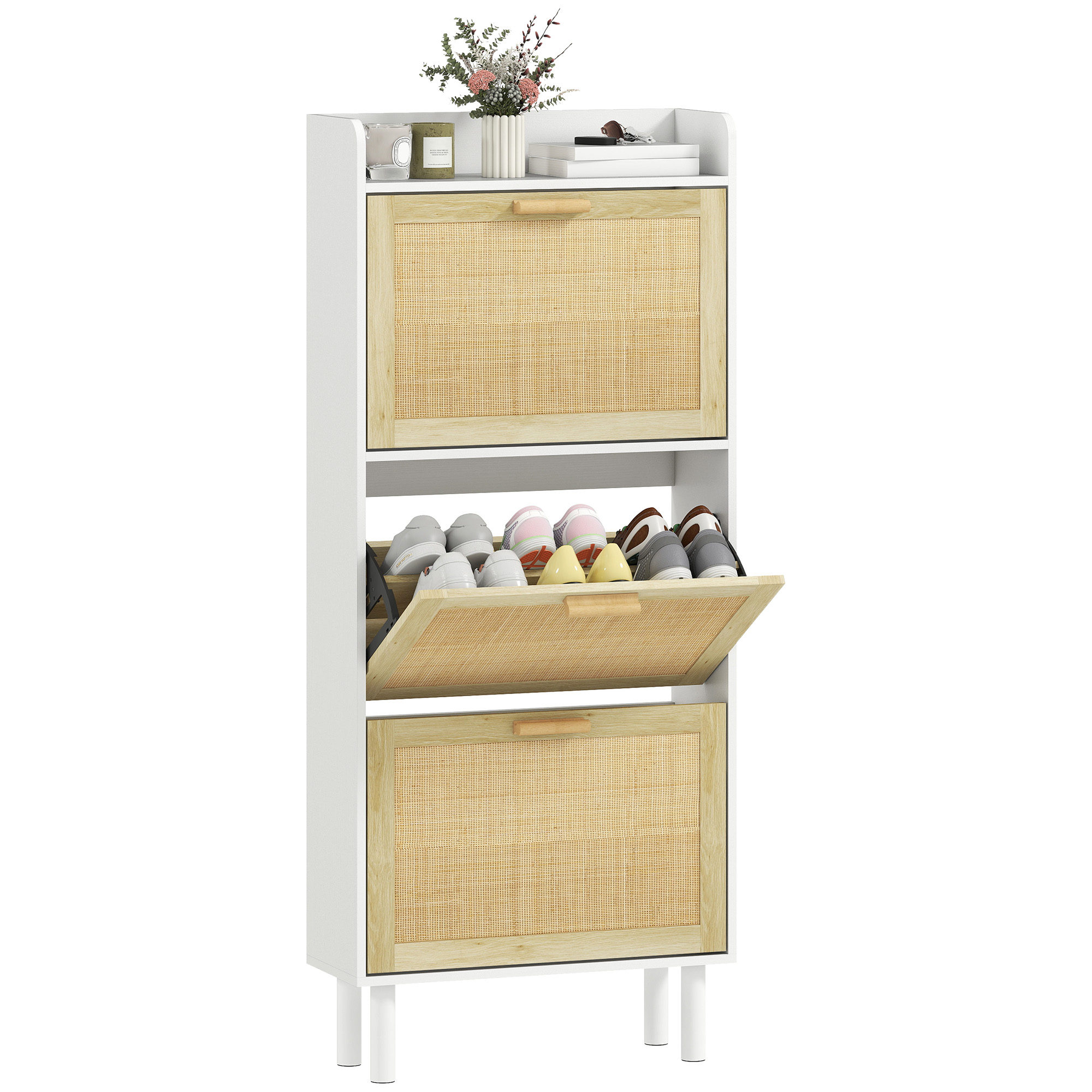 Schuhschrank, 65 X 24,5 X 153 Cm, Weiß