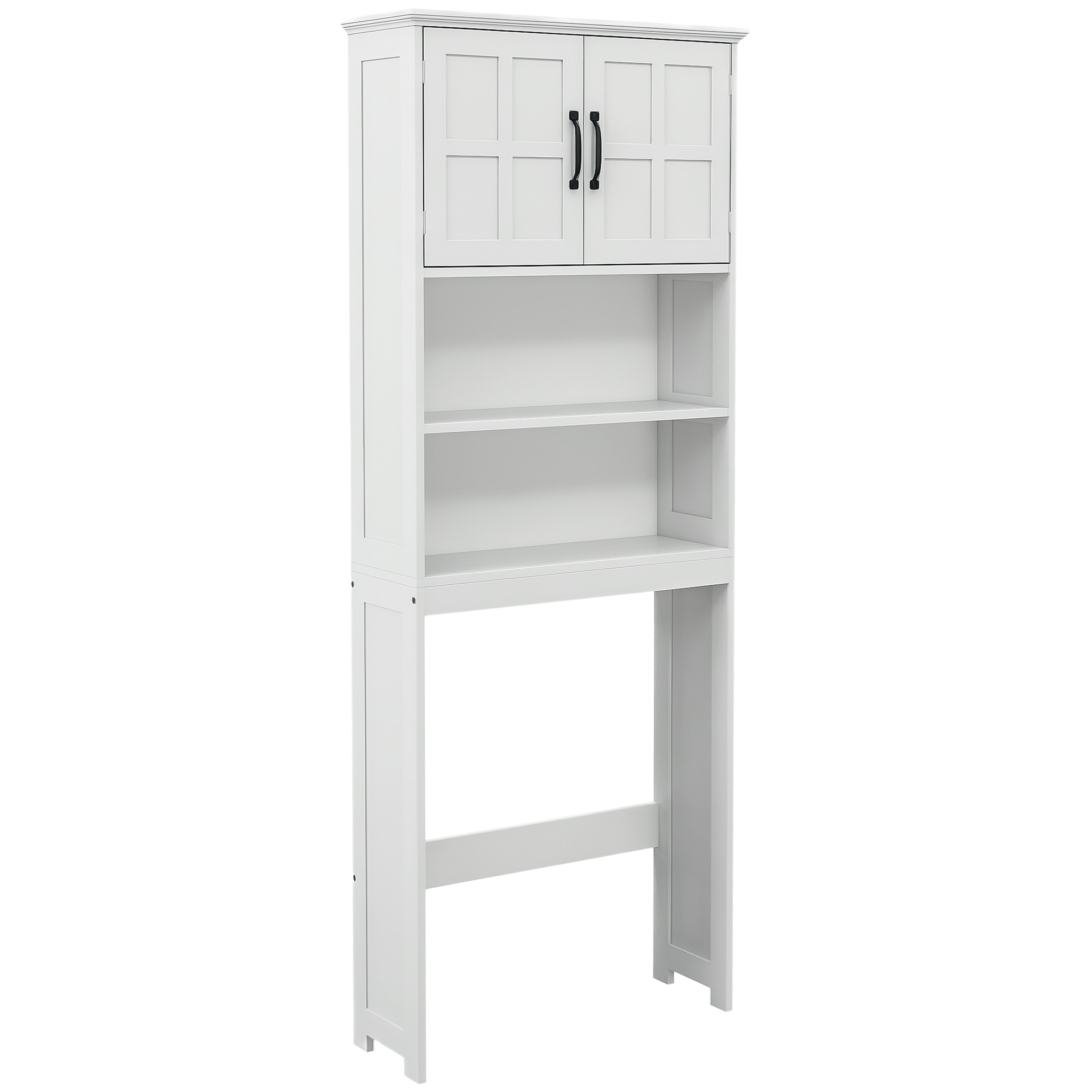 Wc-schrank, Mit Nischen, Schrank Mit Doppeltür, Regal, 66 X 23 X 178 Cm, Weiß