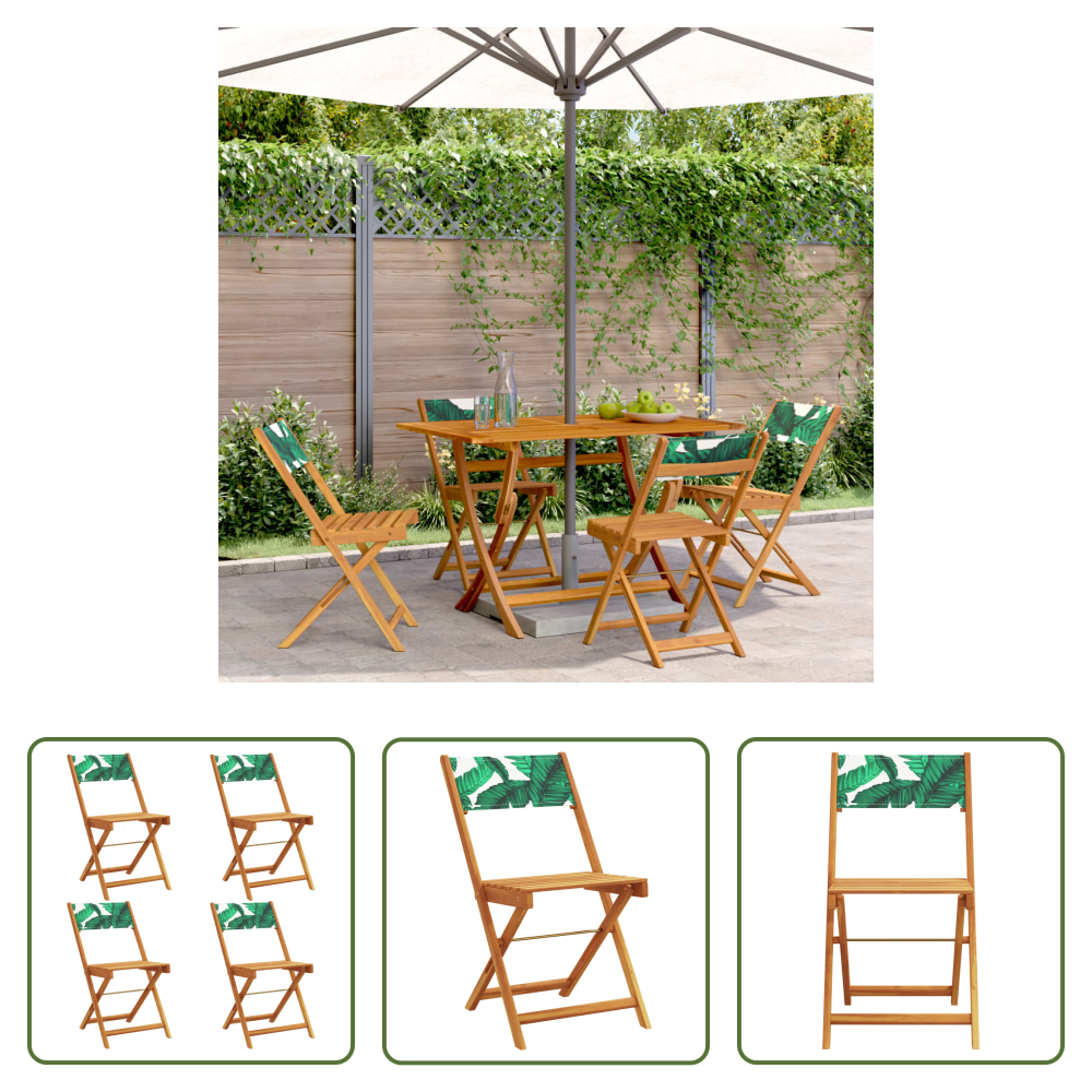 Klappbarer Stuhl - Gartenstühle 4 Stk. Klappbar Grün Stoff Und Massivholz
