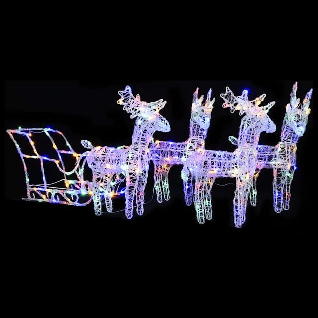 Vidaxl Reindeers & Sleigh Christmas Decoration 280x28x55 Cm Acrylic
